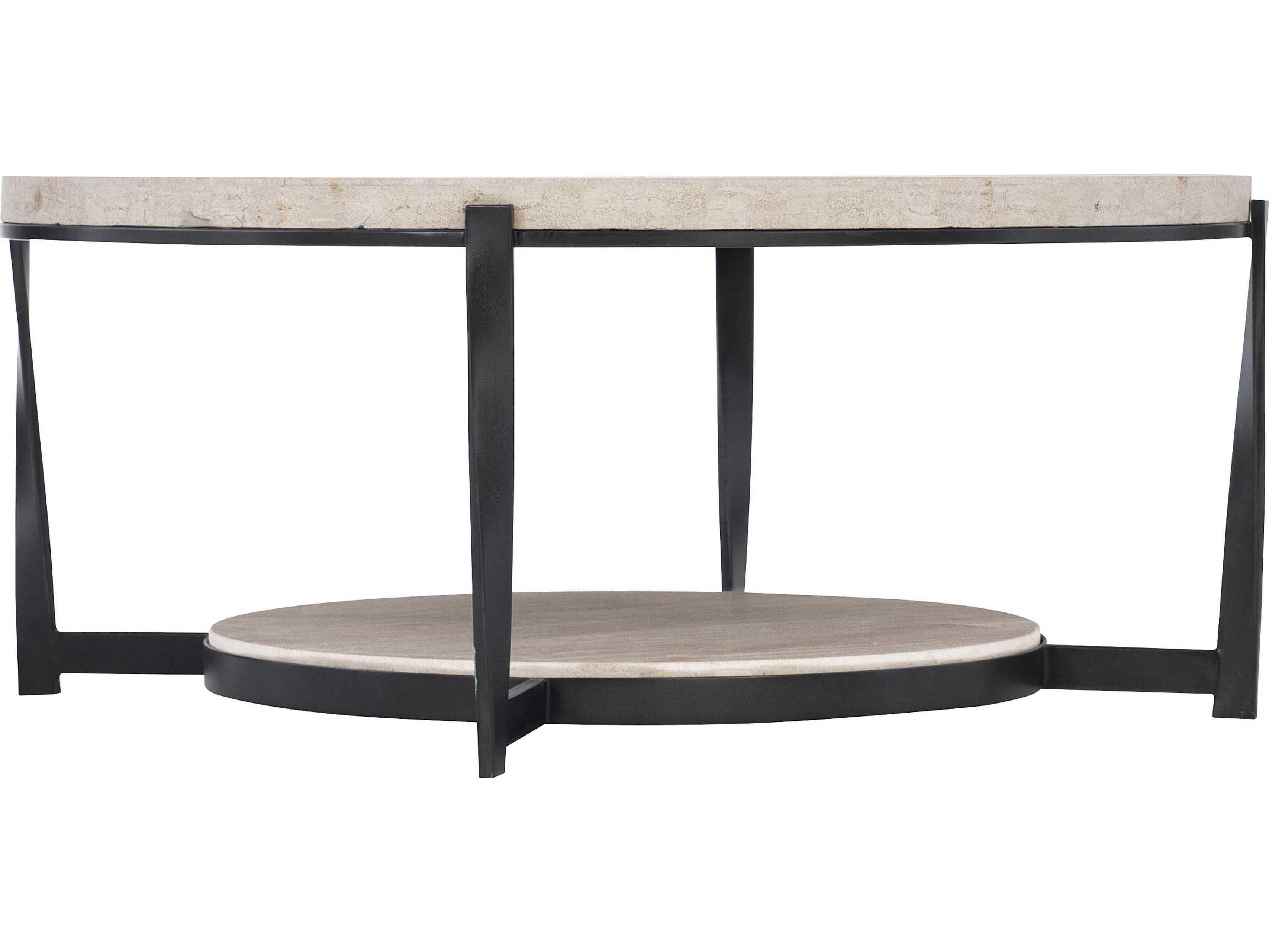 Bernhardt Berkshire Round Stone Aged Pewter Cocktail Table
