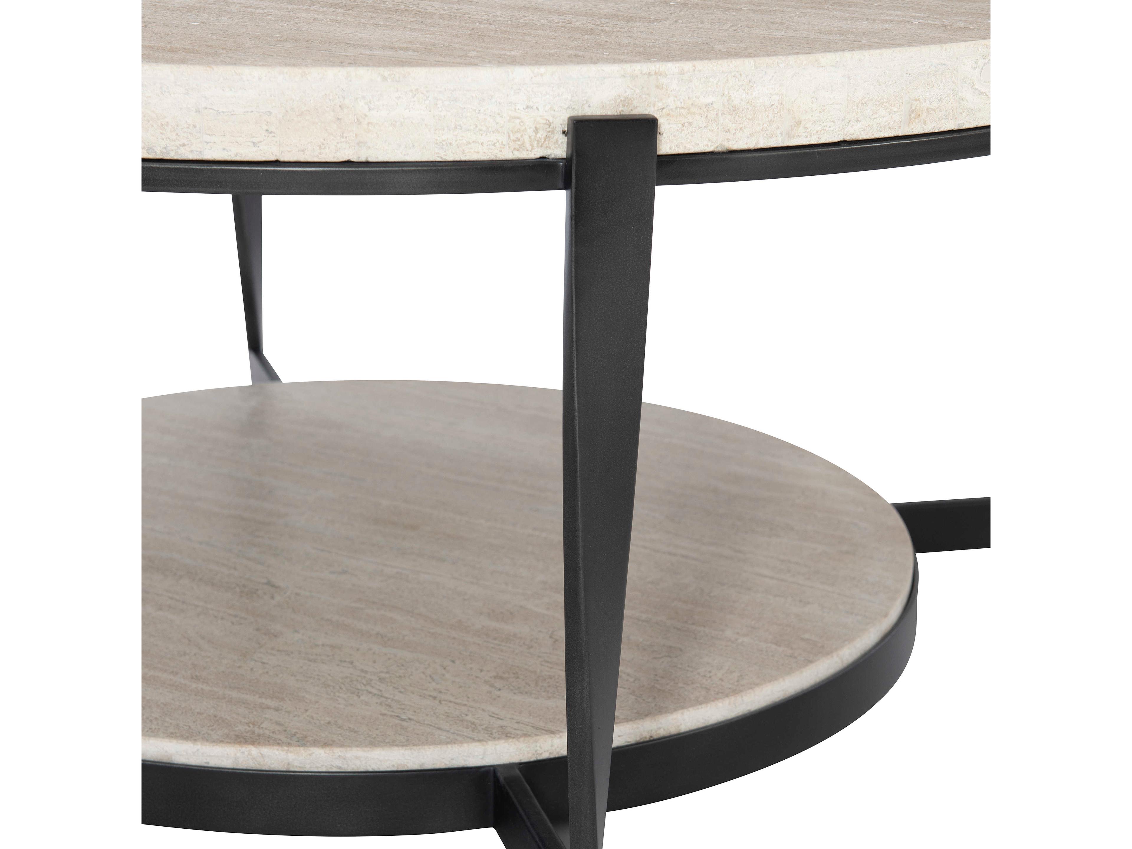 Bernhardt Berkshire Round Stone Aged Pewter Cocktail Table