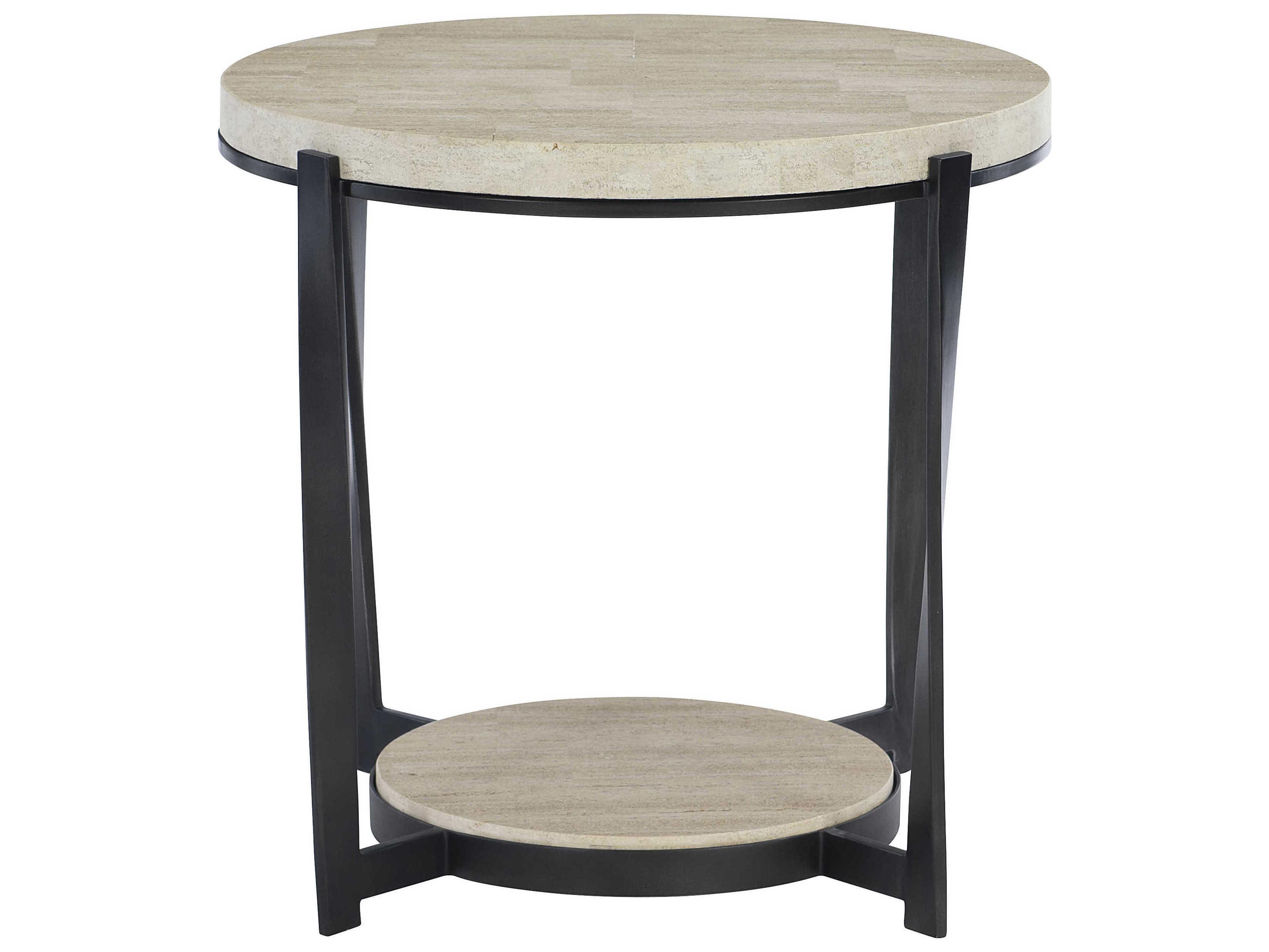Bernhardt Berkshire Round Stone Aged Pewter End Table