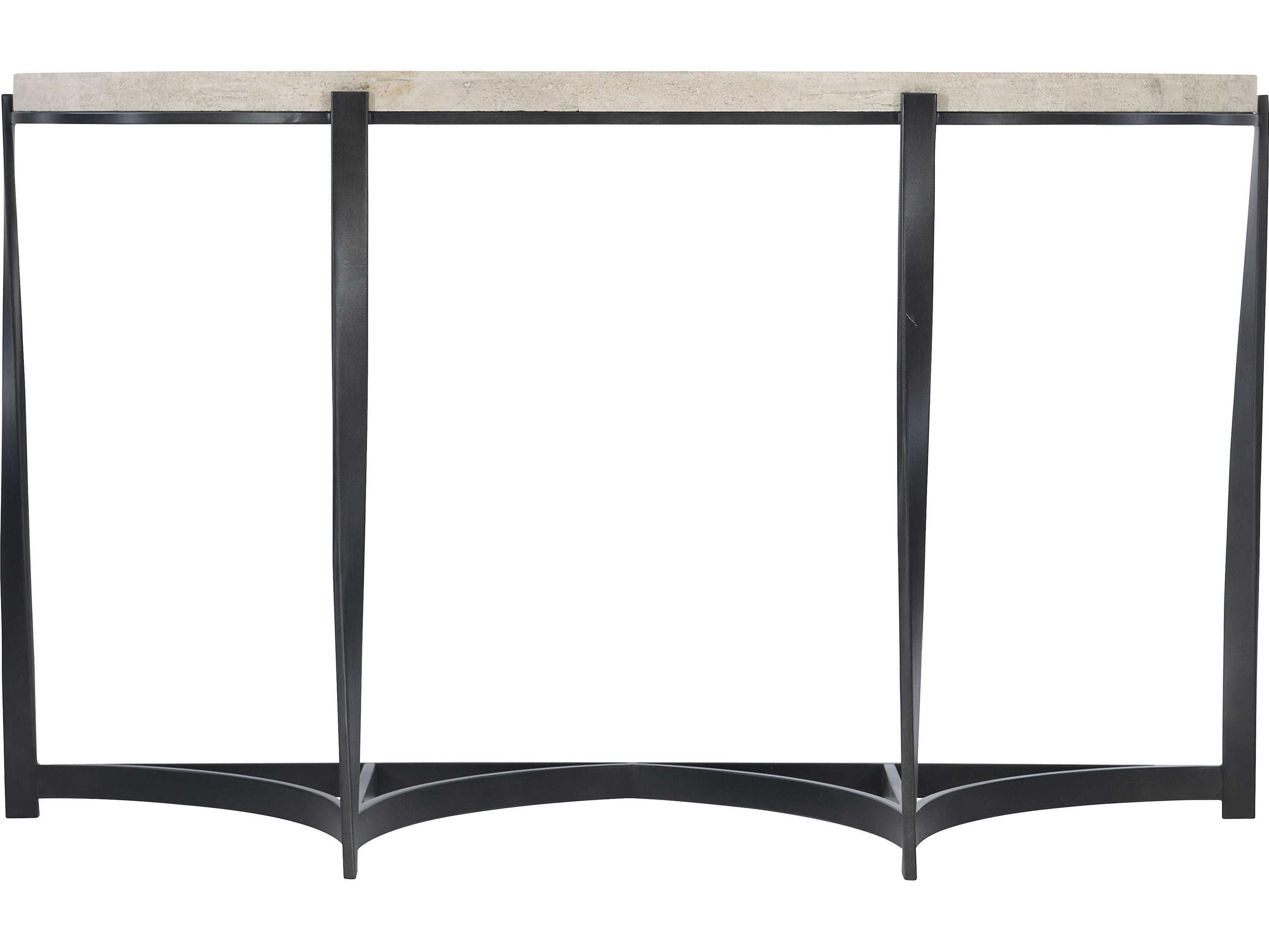 Bernhardt Berkshire Demilune Stone Aged Pewter Console Table