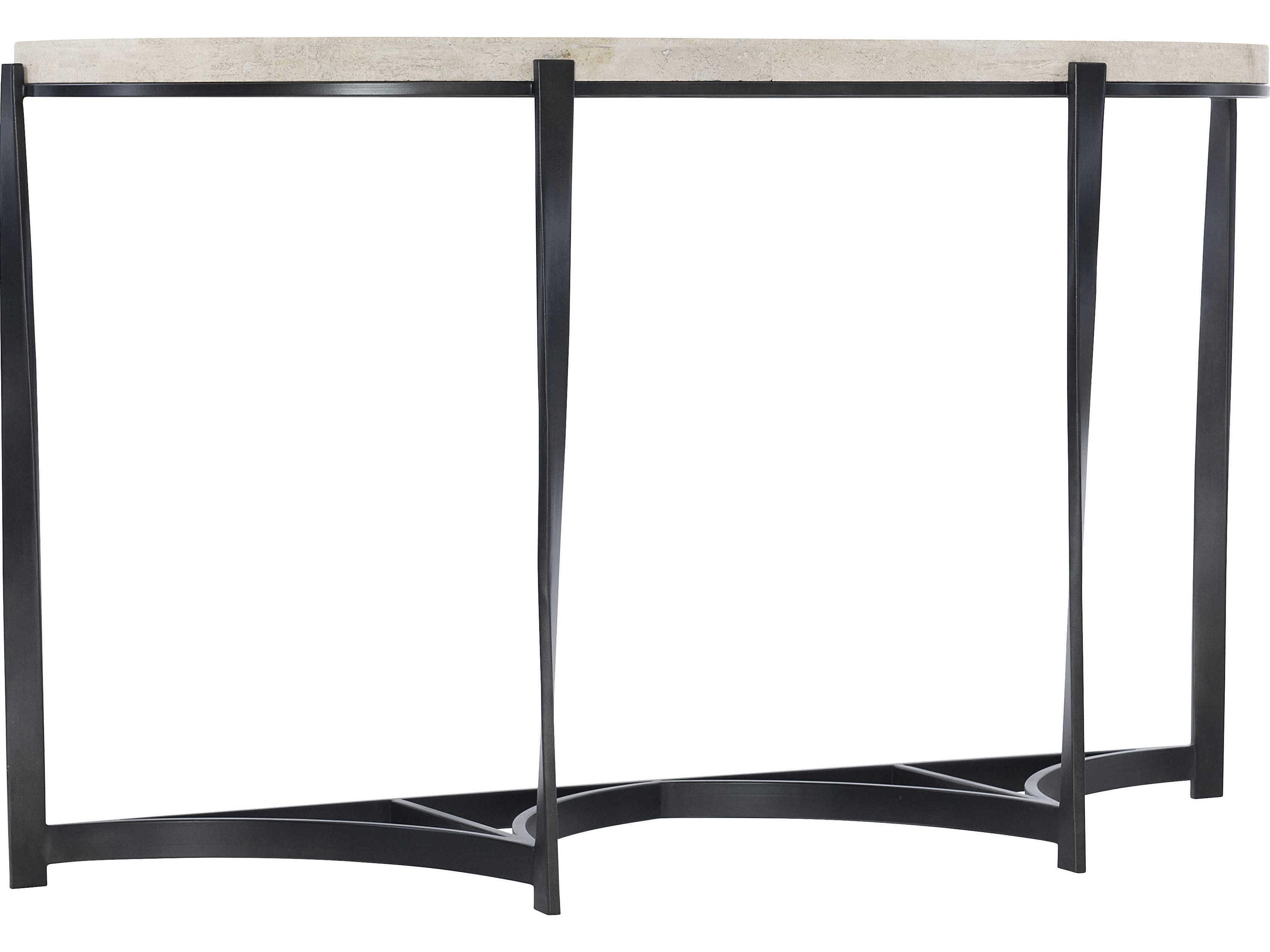 Bernhardt Berkshire Demilune Stone Aged Pewter Console Table