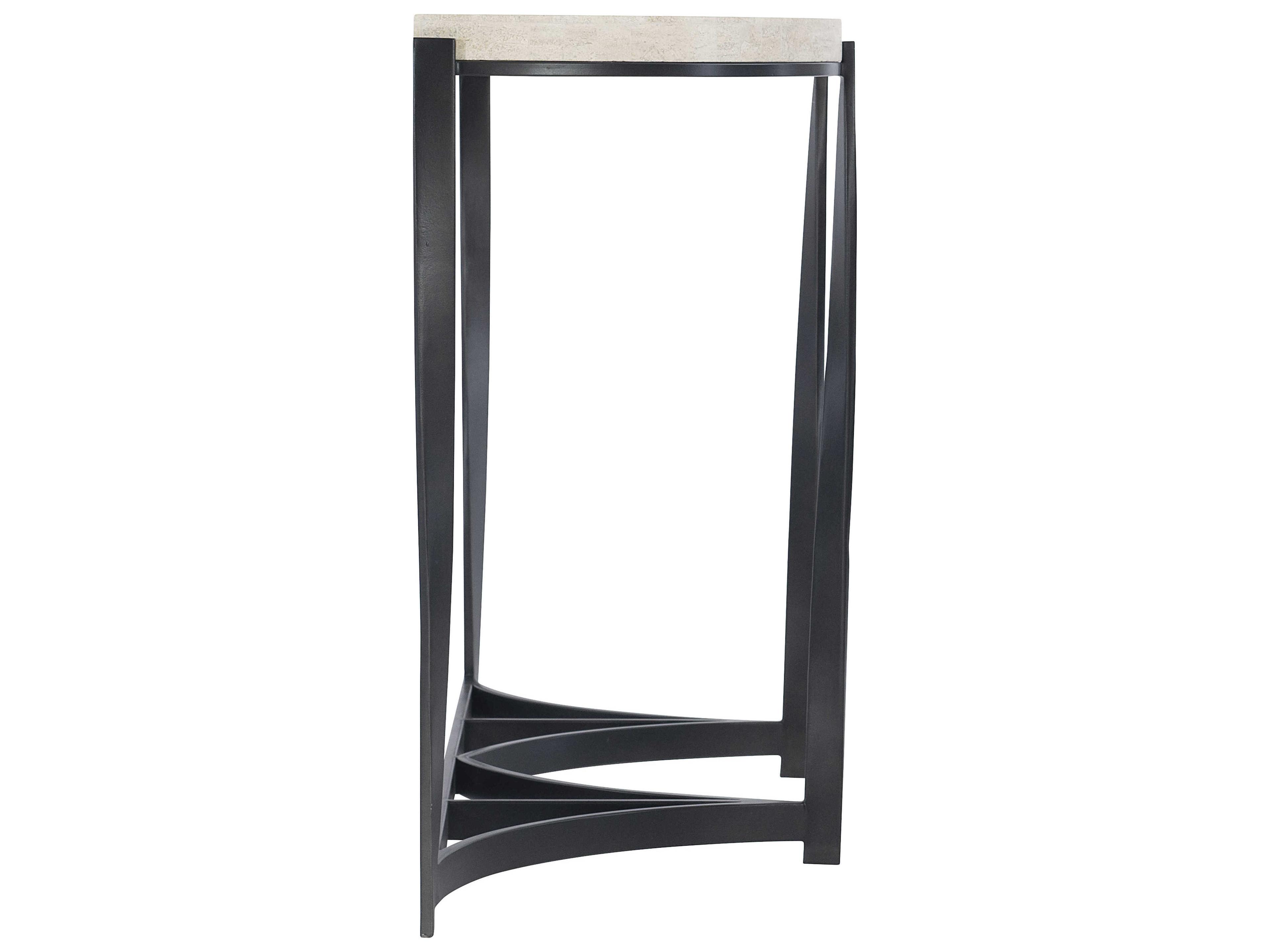 Bernhardt Berkshire Demilune Stone Aged Pewter Console Table