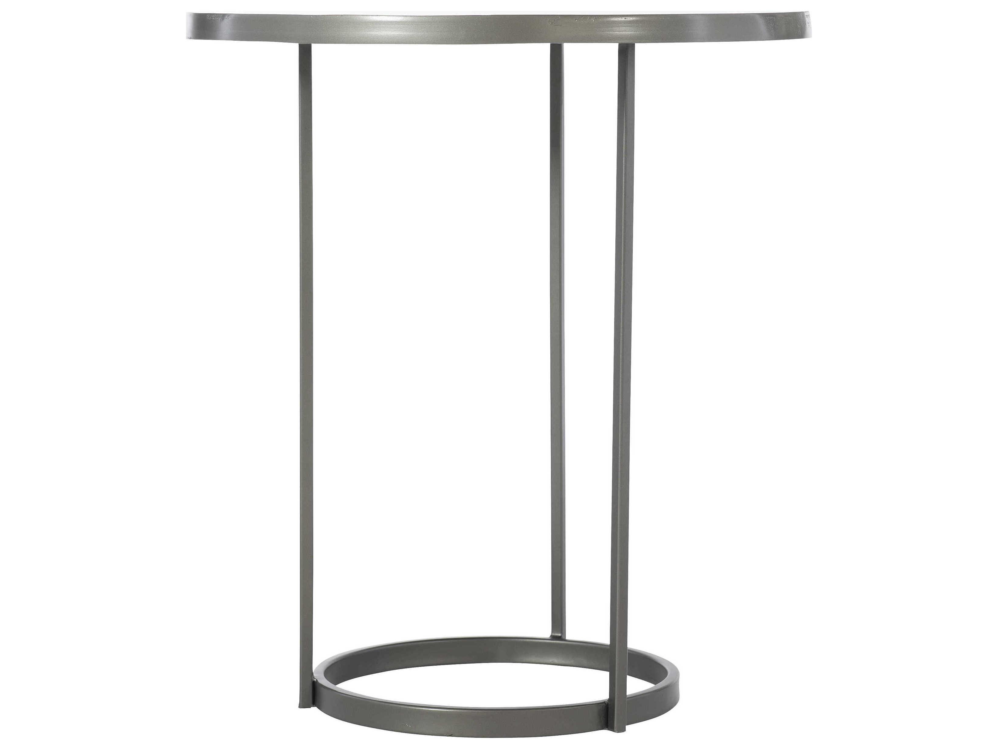 Bernhardt Bonfield Round Metal Graphite Gray End Table