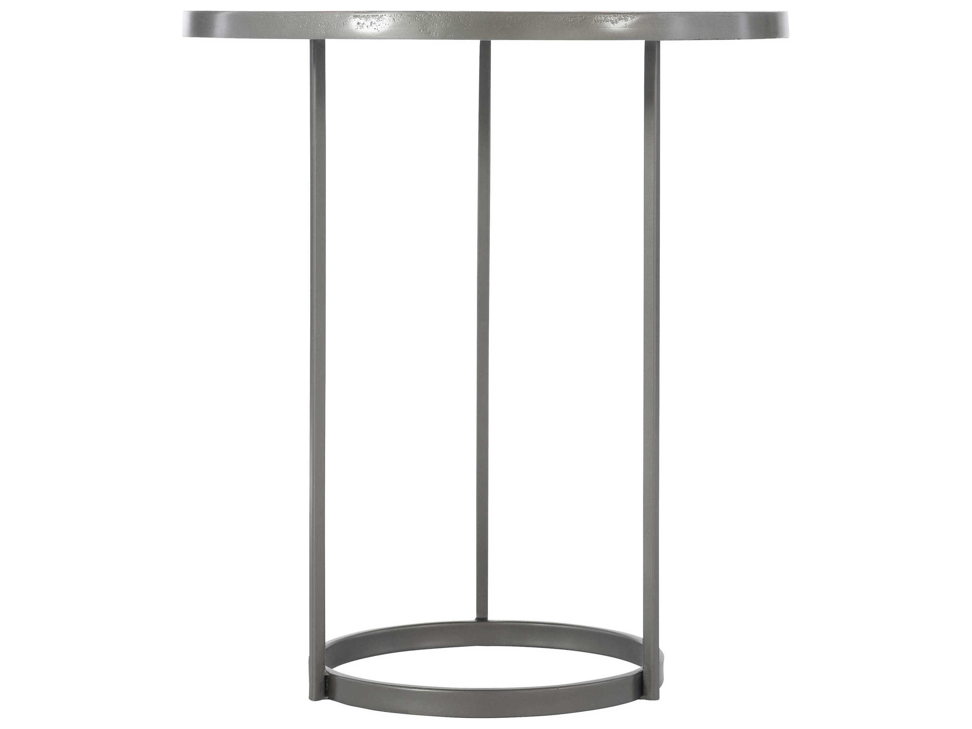 Bernhardt Bonfield Round Metal Graphite Gray End Table