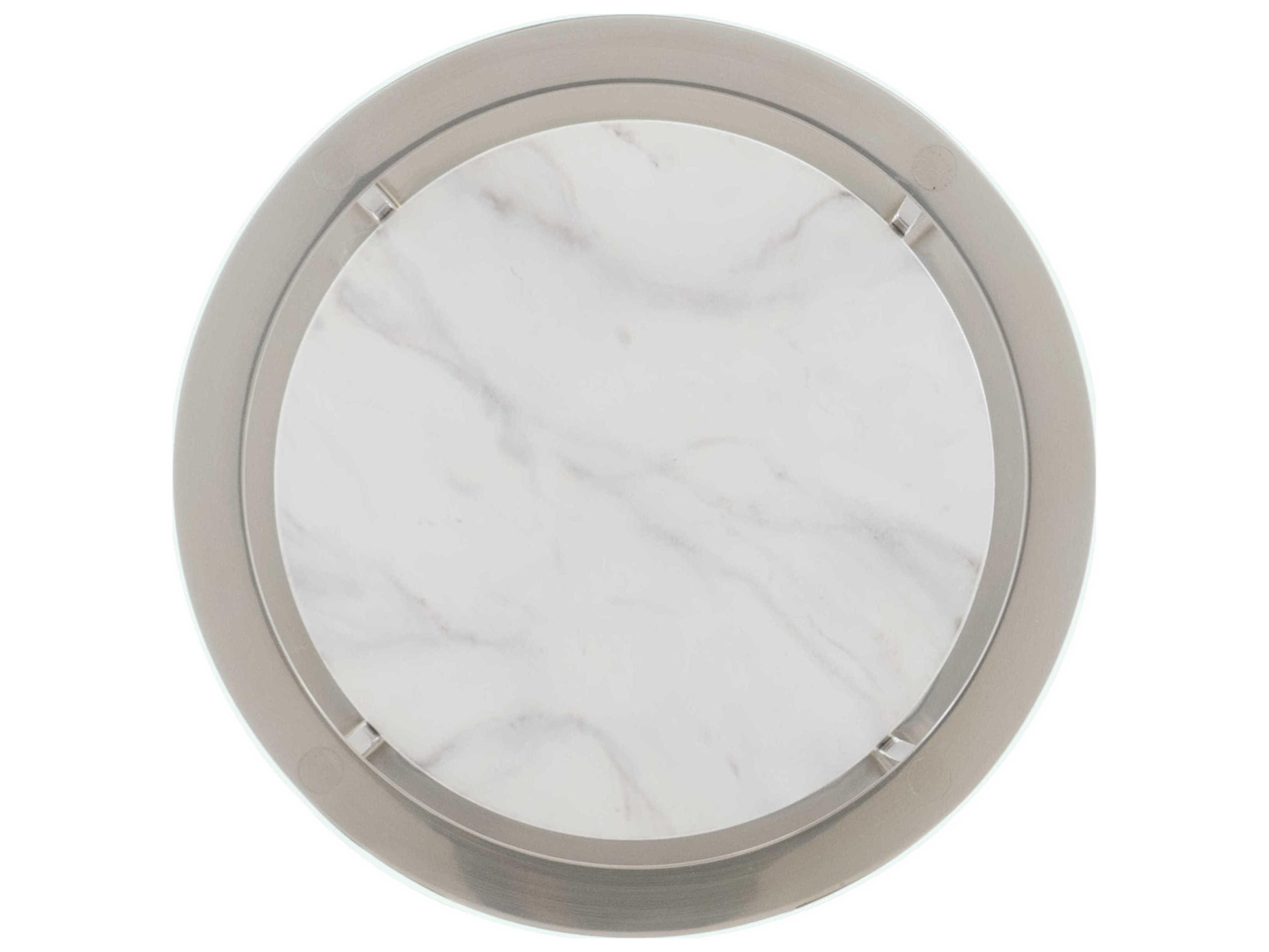 Bernhardt Lafayette Round Glass Silver Mist Marble Clear Accent Table