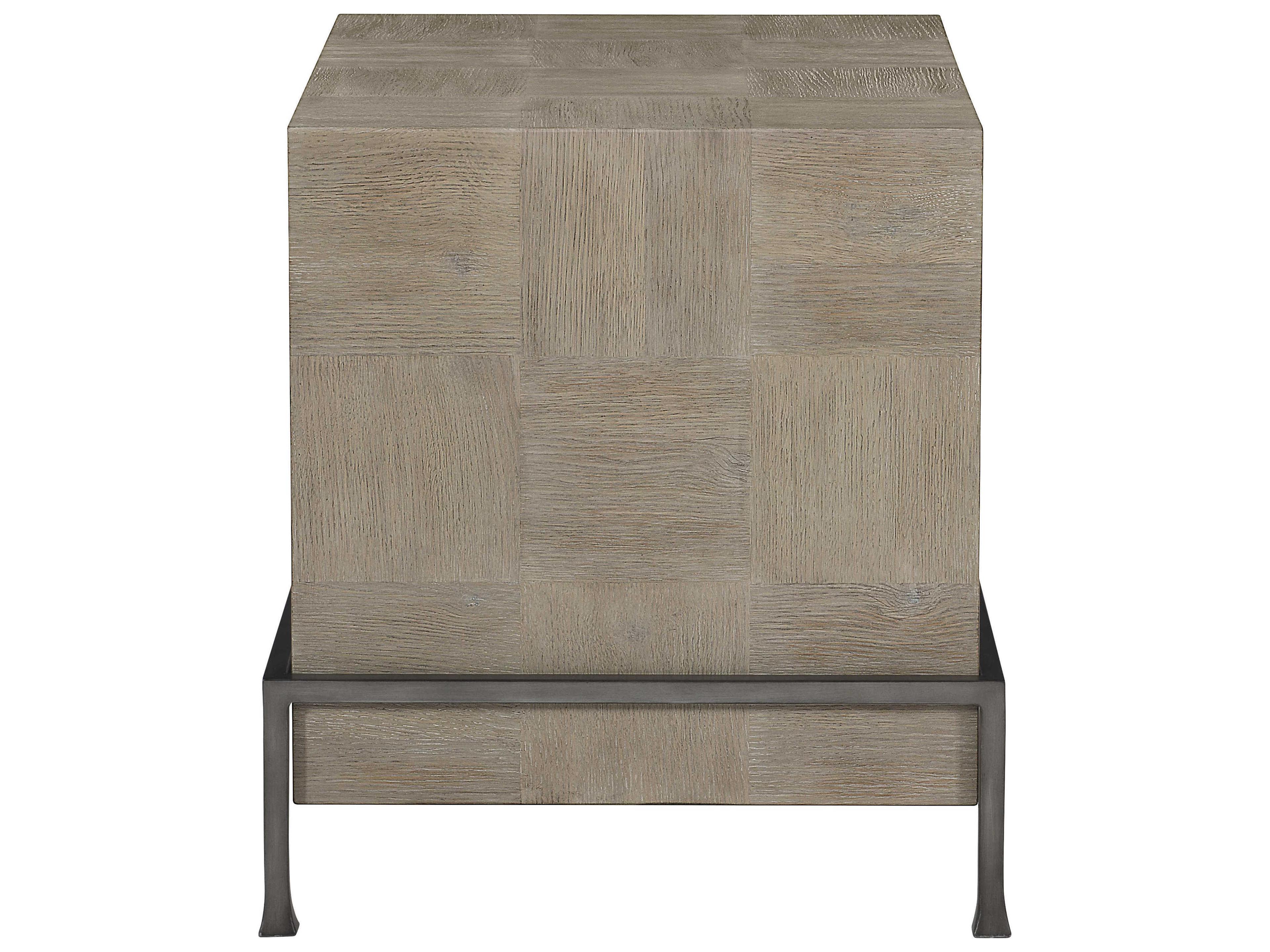 Bernhardt Fairgrove Rectangular Wood Sandblasted Oak Rustic Silver End Table