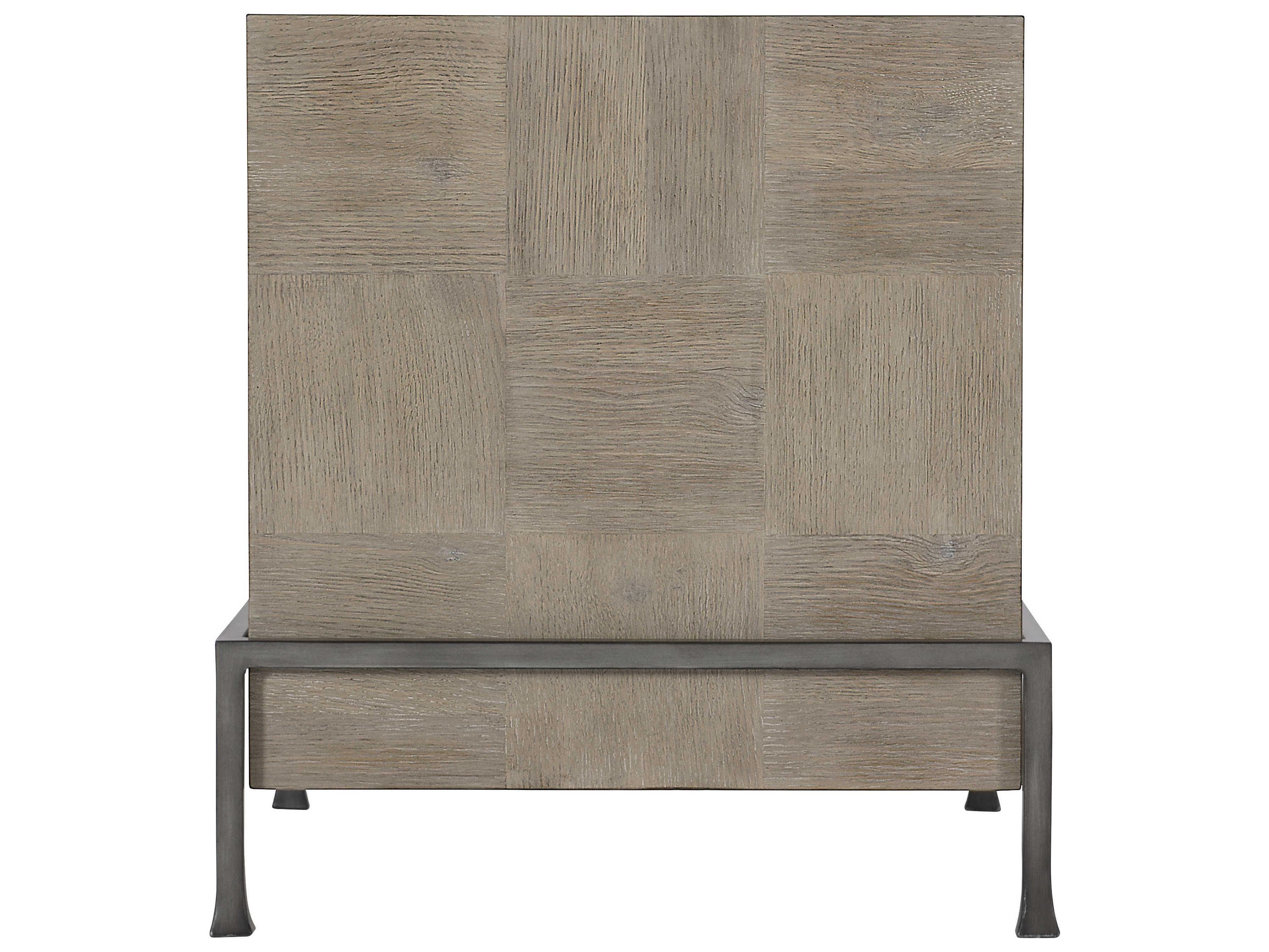 Bernhardt Fairgrove Rectangular Wood Sandblasted Oak Rustic Silver End Table