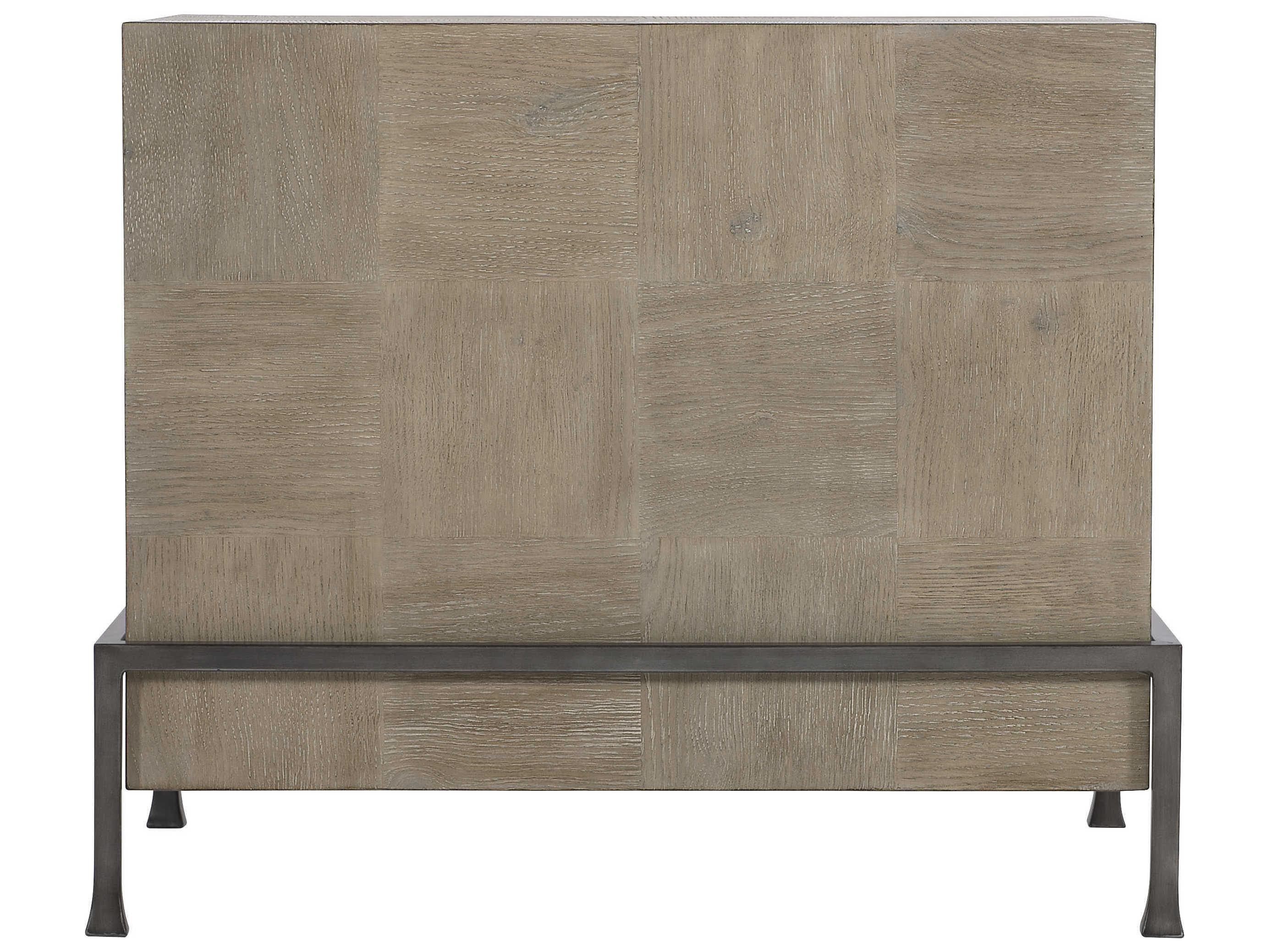 Bernhardt Fairgrove Rectangular Wood Sandblasted Oak Rustic Silver End Table