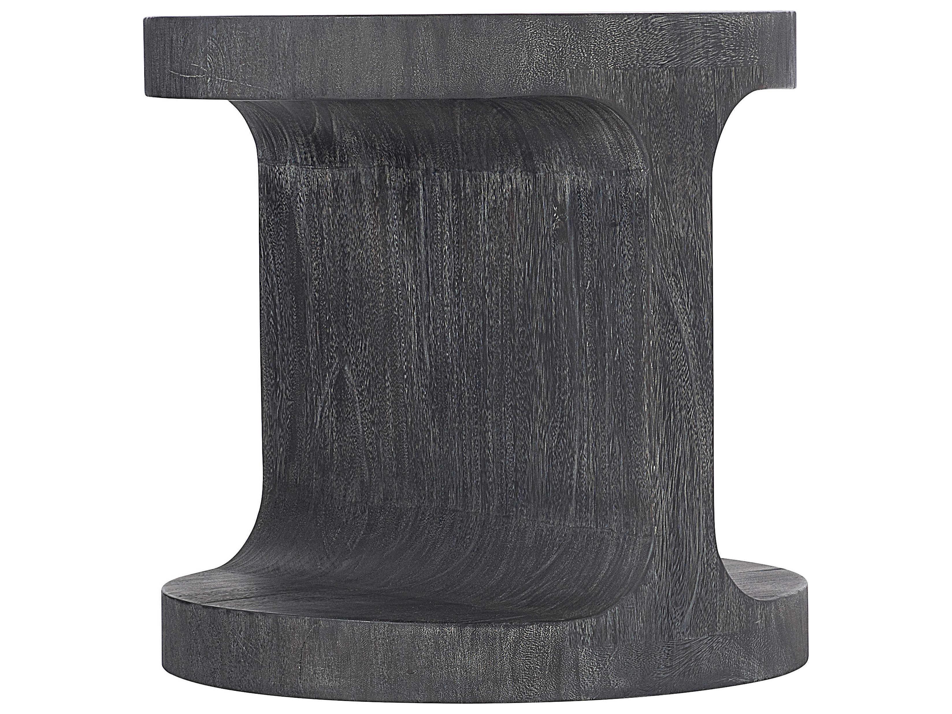 Bernhardt Berkely Round Wood Carbonized End Table