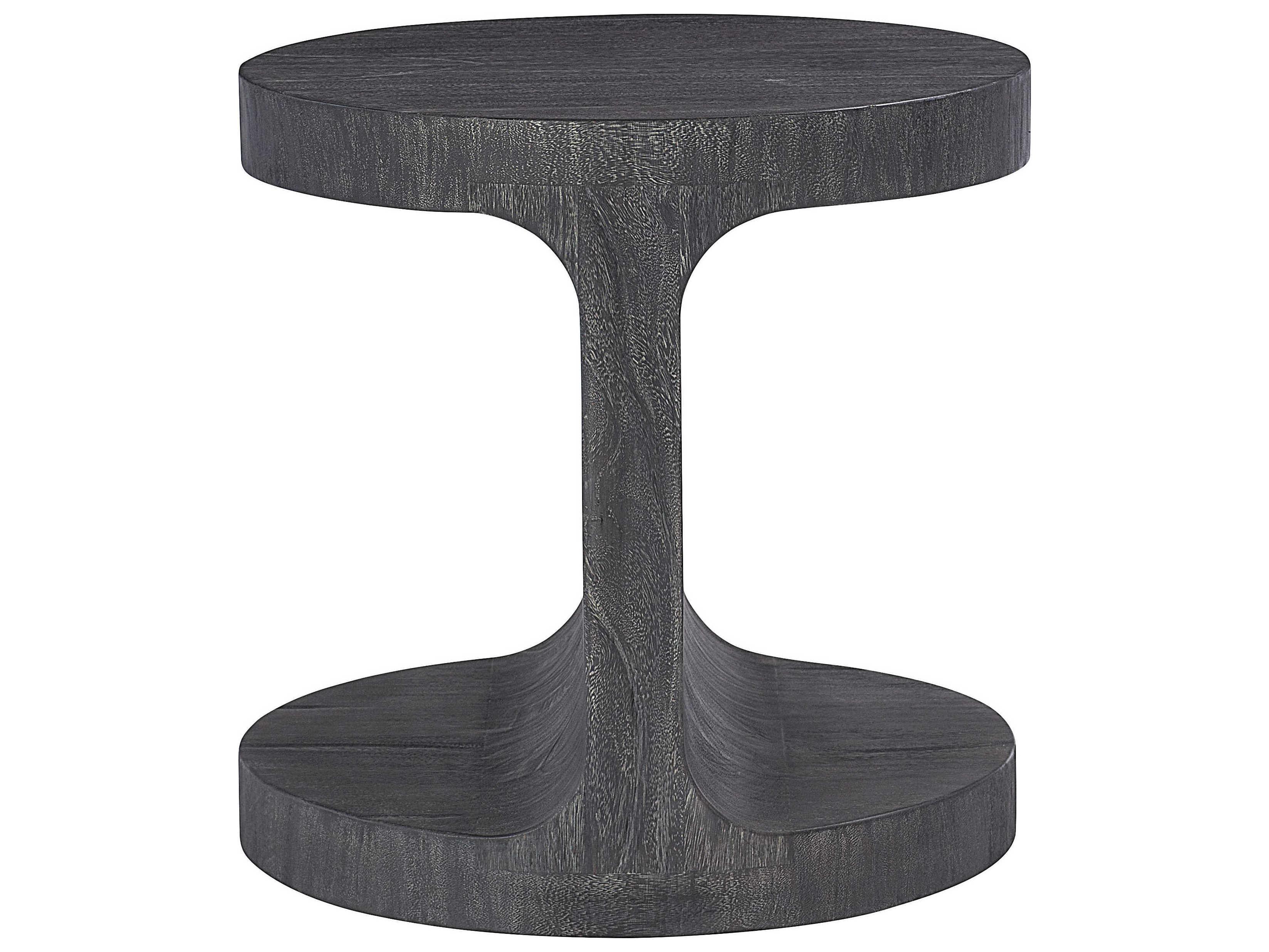Bernhardt Berkely Round Wood Carbonized End Table