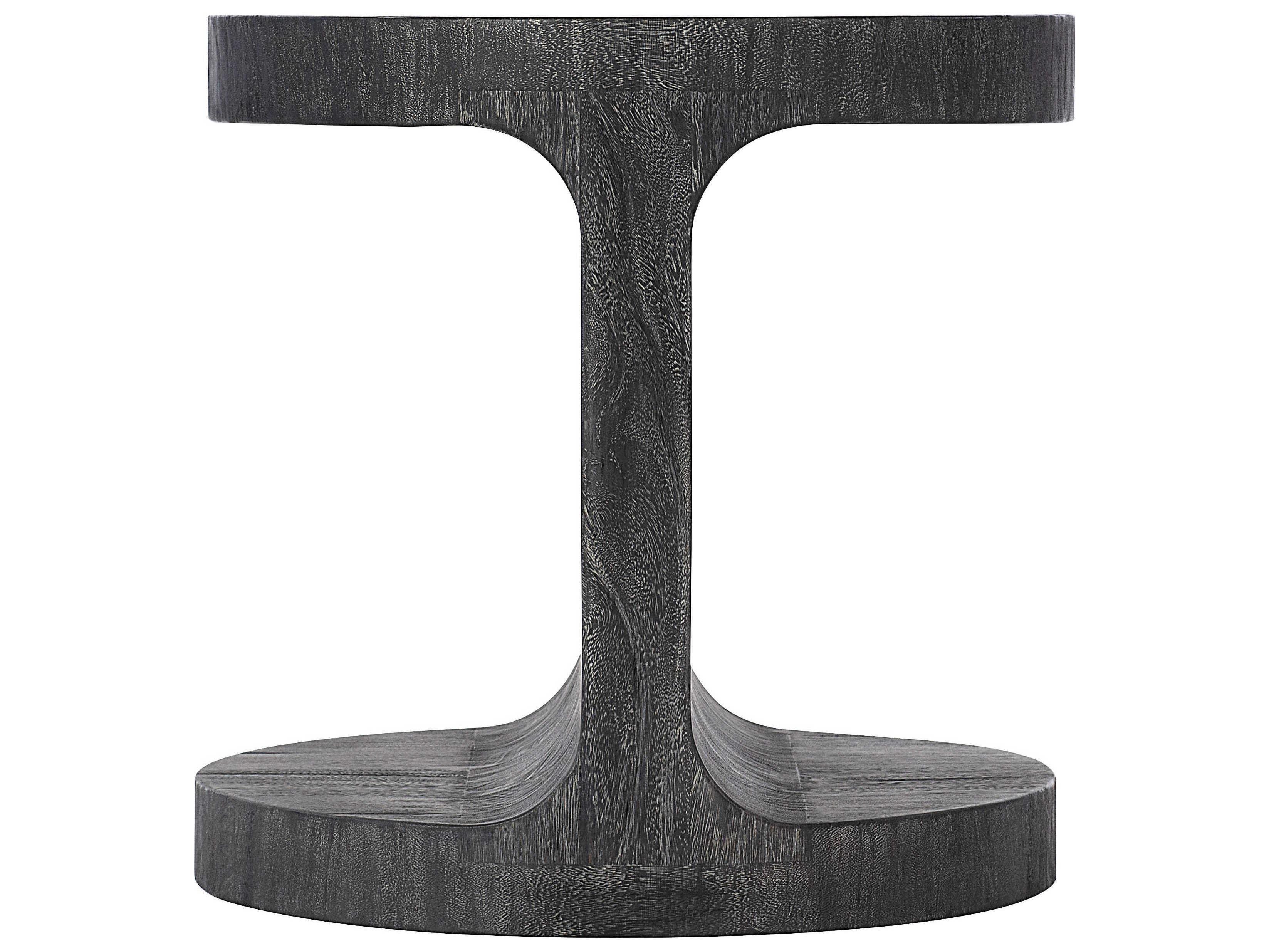 Bernhardt Berkely Round Wood Carbonized End Table