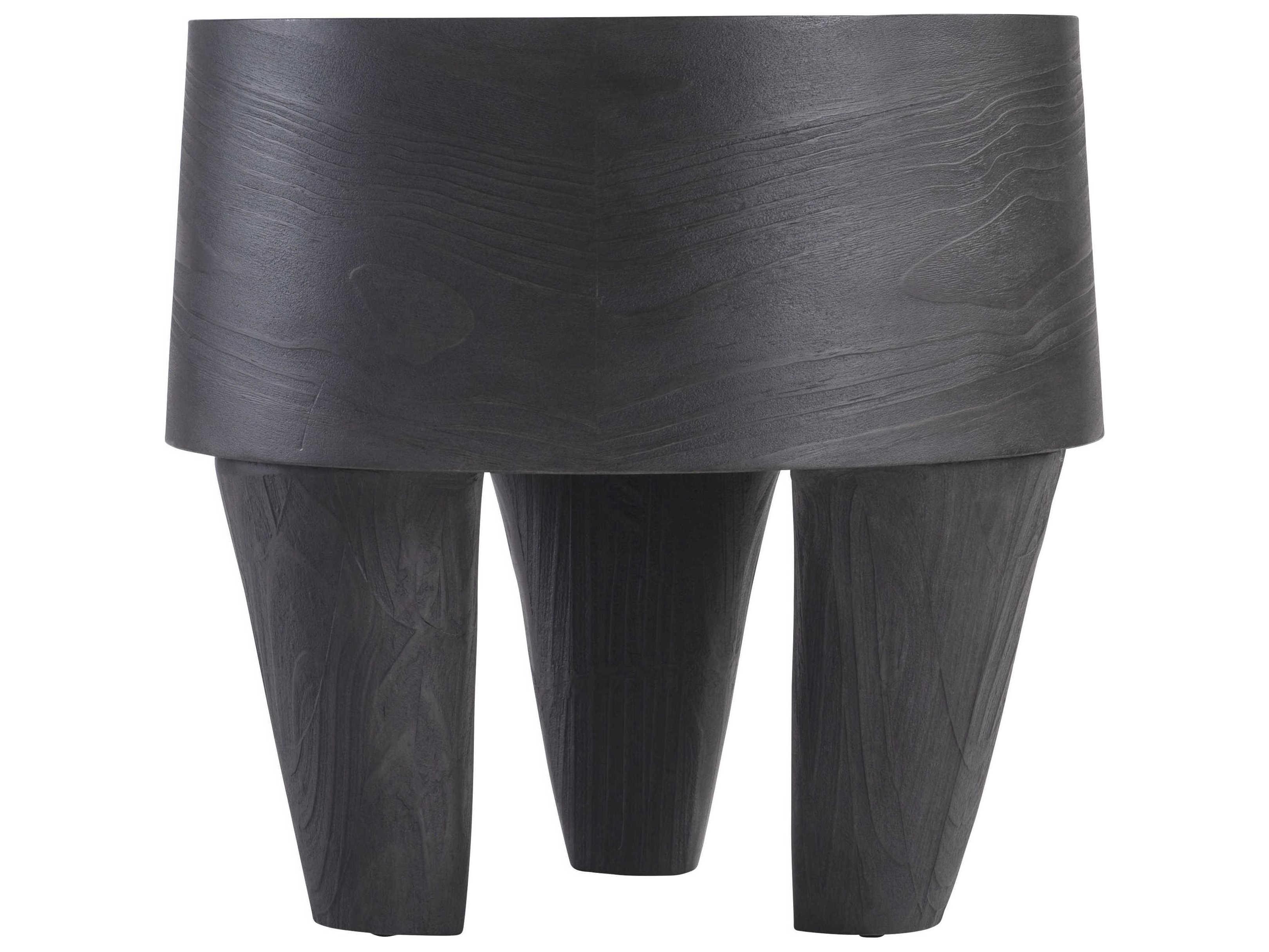 Bernhardt Katana Round Wood Blackened Pine End Table