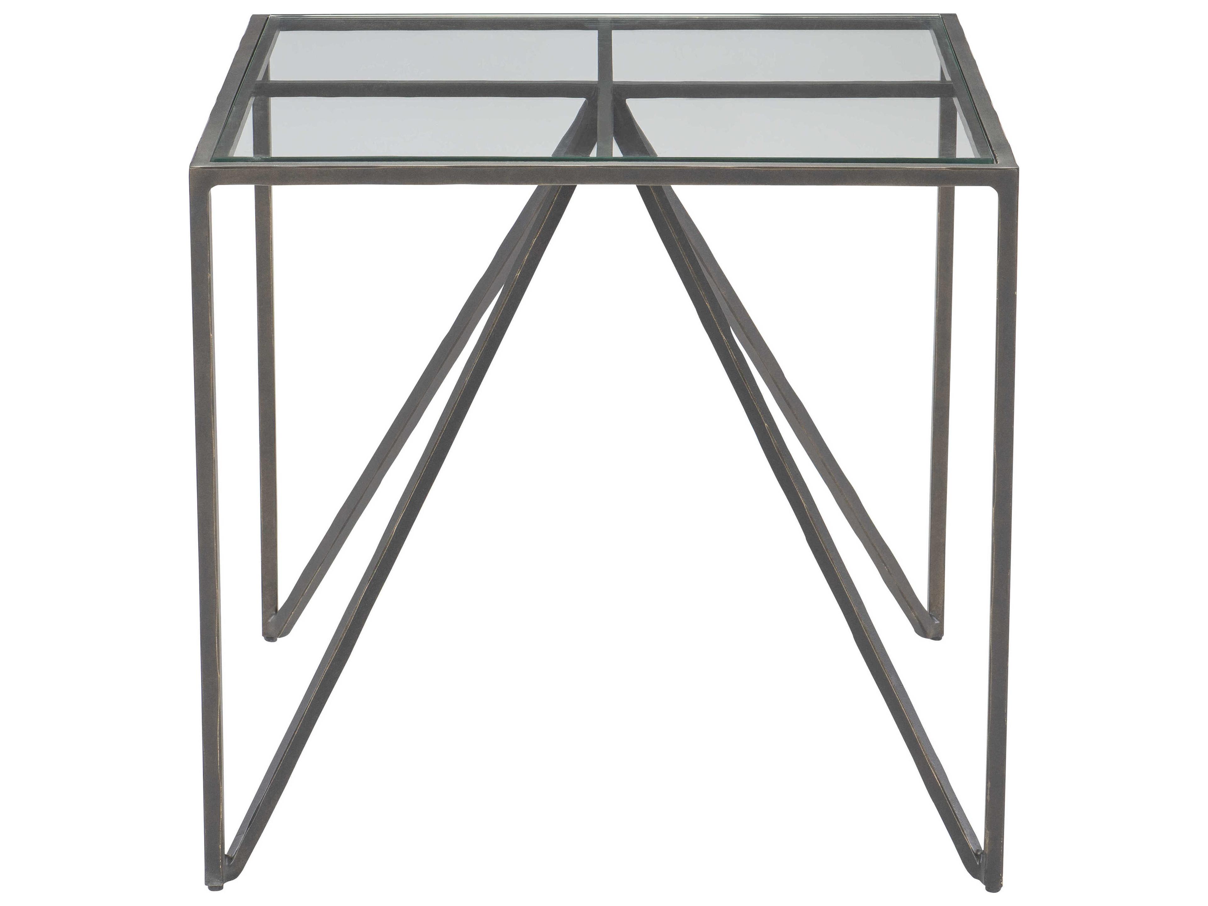 Bernhardt Living Fulton Square Glass New Aged Bronze End Table