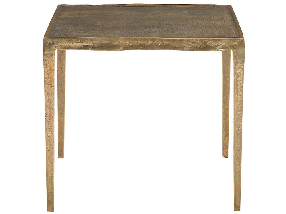 Bernhardt Benson Square Metal Vintage Brass End Table