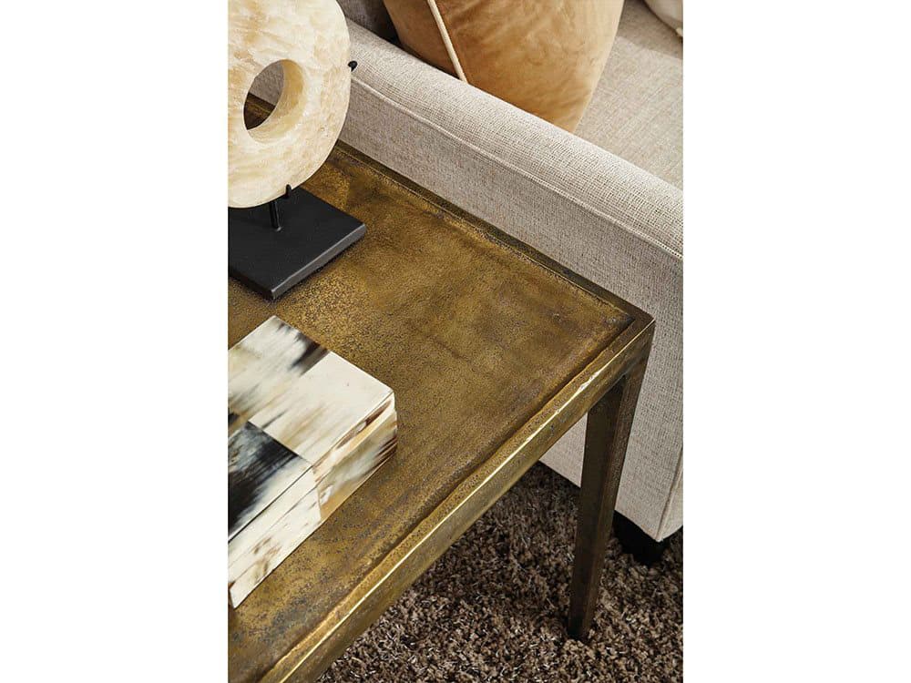 Bernhardt Benson Square Metal Vintage Brass End Table