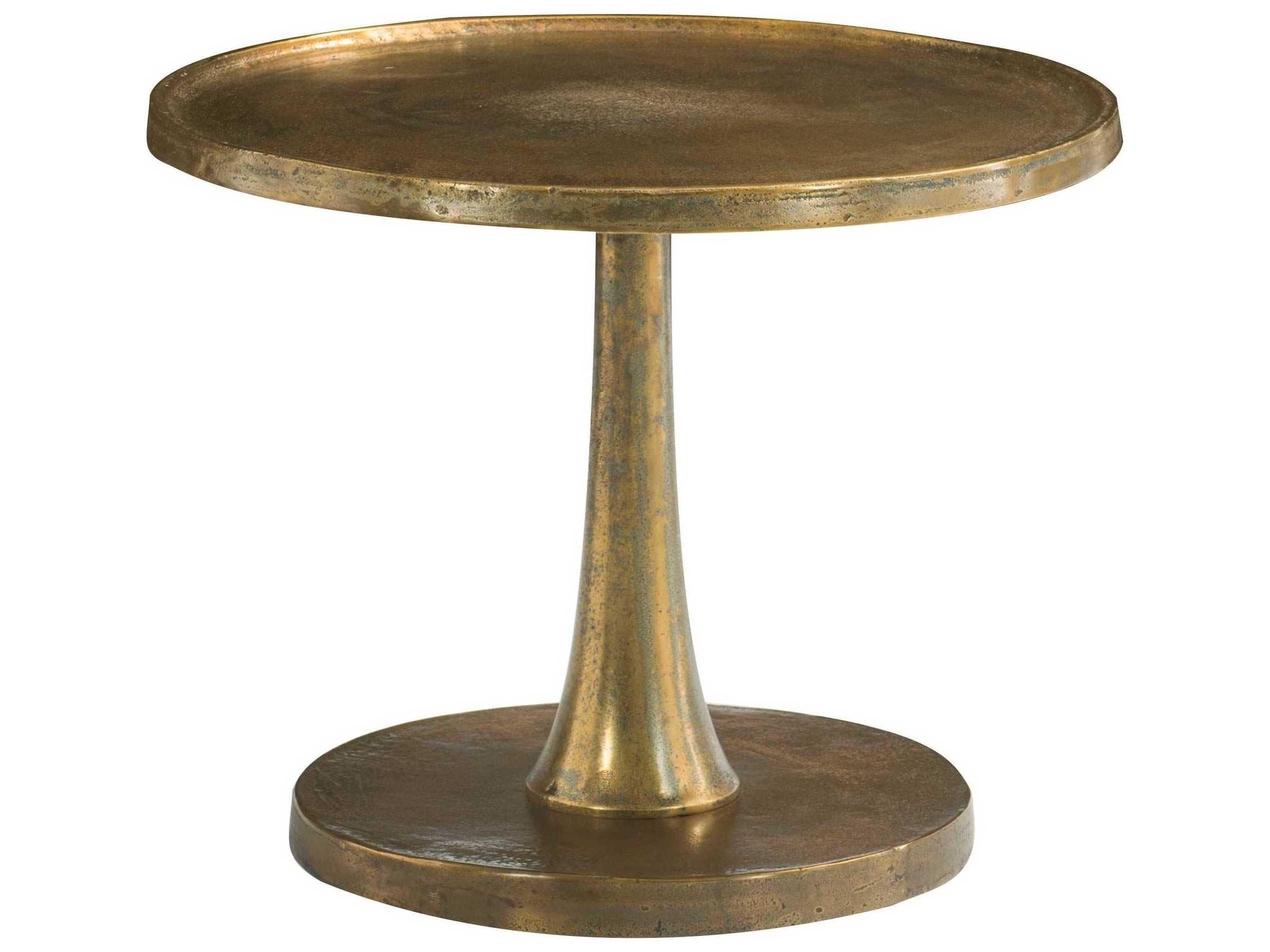 Bernhardt Benson Round Metal Vintage Brass Chairside Table