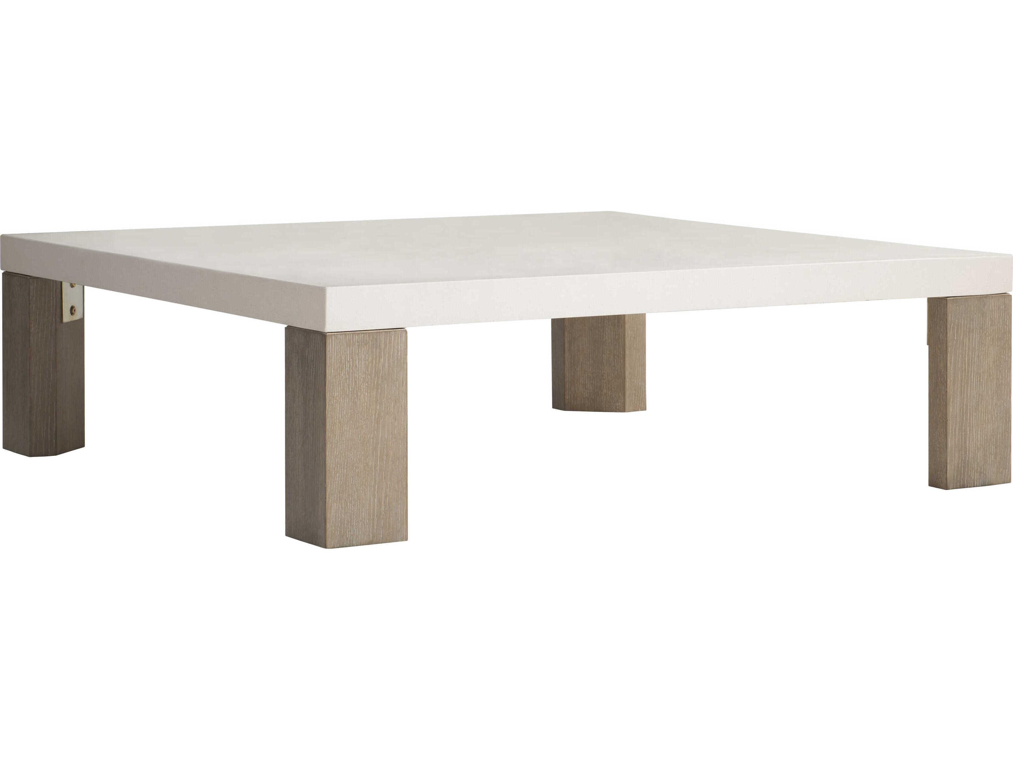 Bernhardt Lorenzo Square Concrete Vintage Cream Cocktail Table