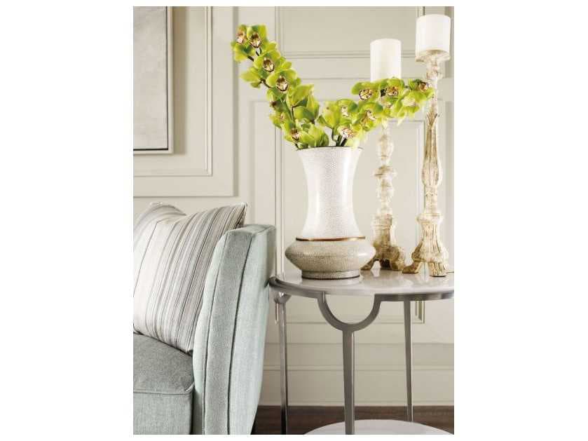 Bernhardt Morello Oval Faux Carrar Marble With Oxidized Nickel End Table