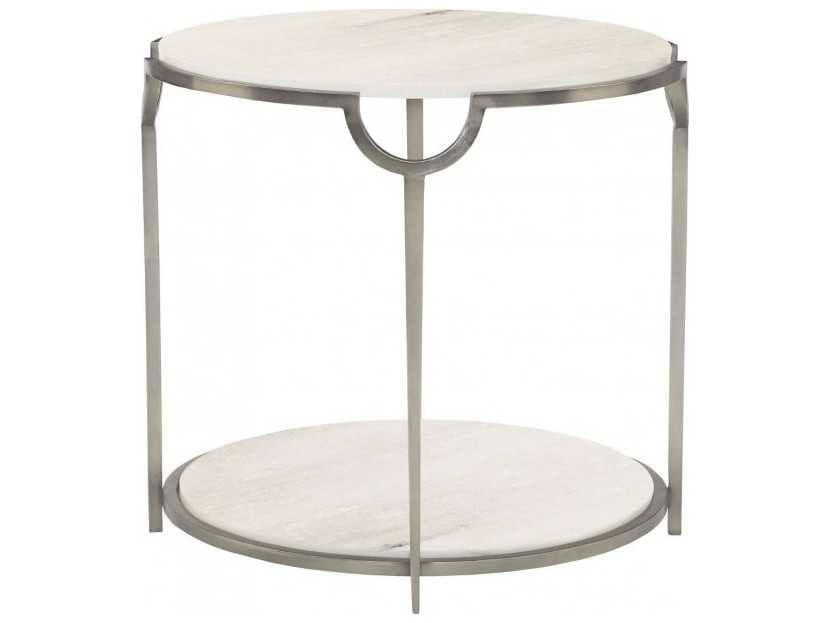 Bernhardt Morello Round Faux Carrar Marble With Oxidized Nickel End Table