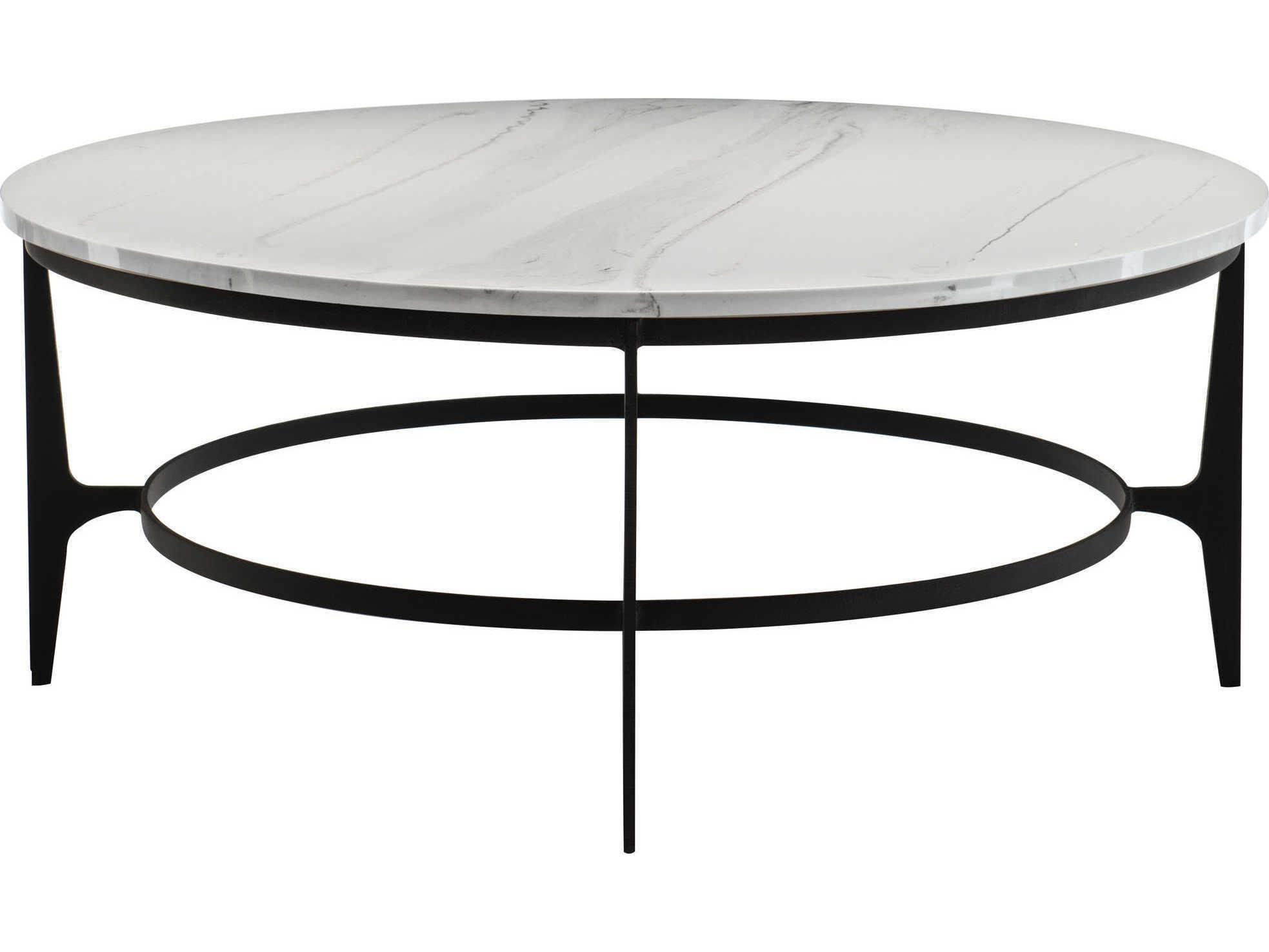 Bernhardt Avondale Round Faux Marble Gray Black Cocktail Table