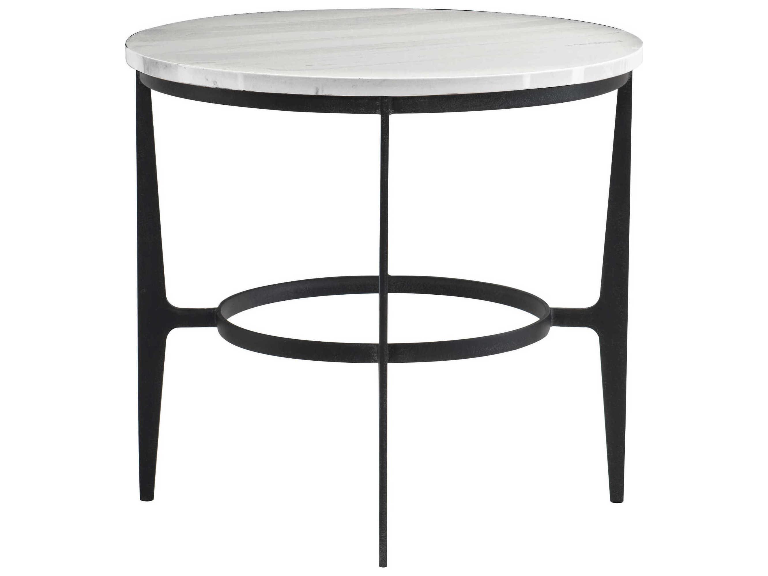 Bernhardt Avondale Round Faux Marble Blackened End Table