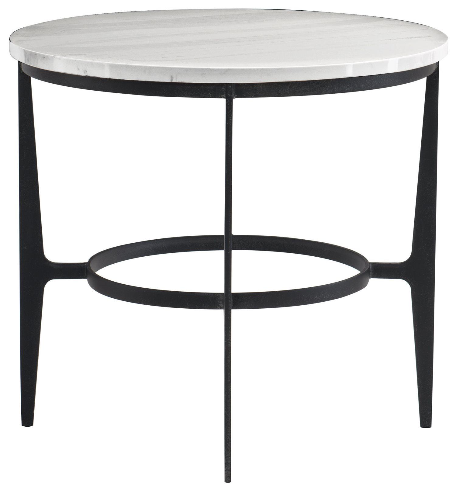 Bernhardt Avondale Round Faux Marble Blackened End Table