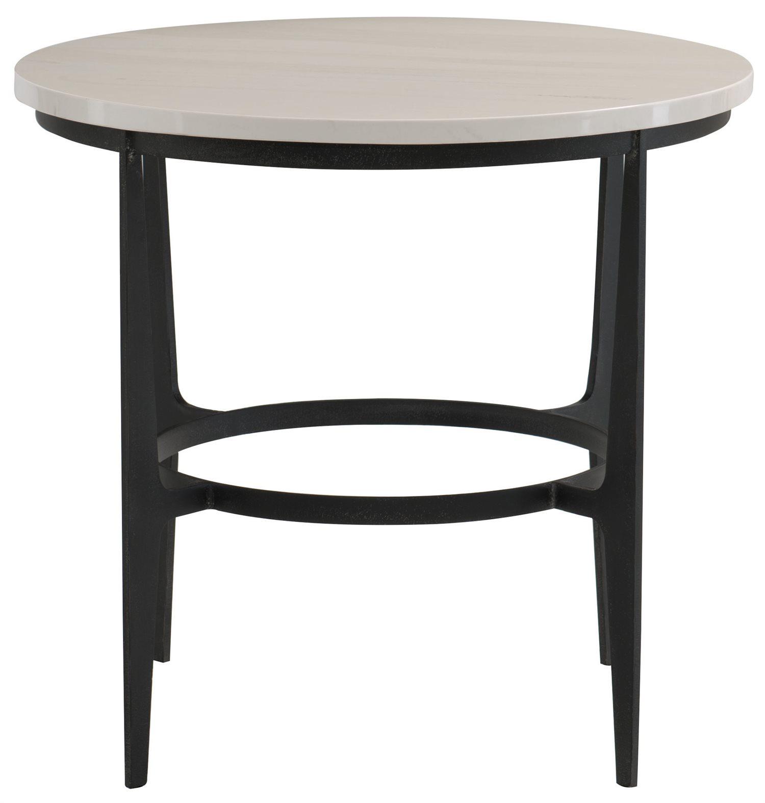 Bernhardt Avondale Round Faux Marble Blackened End Table