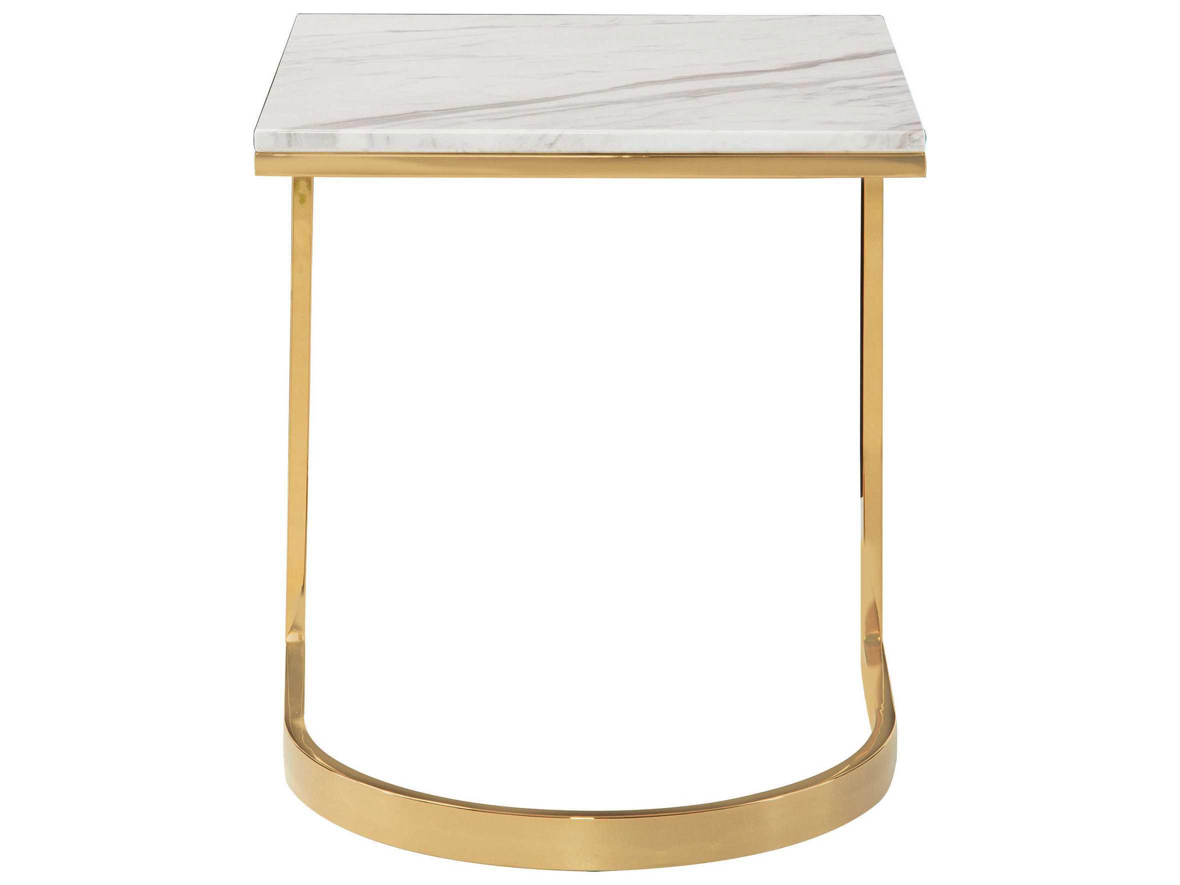 Bernhardt Blanchard Square Polished Brass With Jazz White Marble End Table