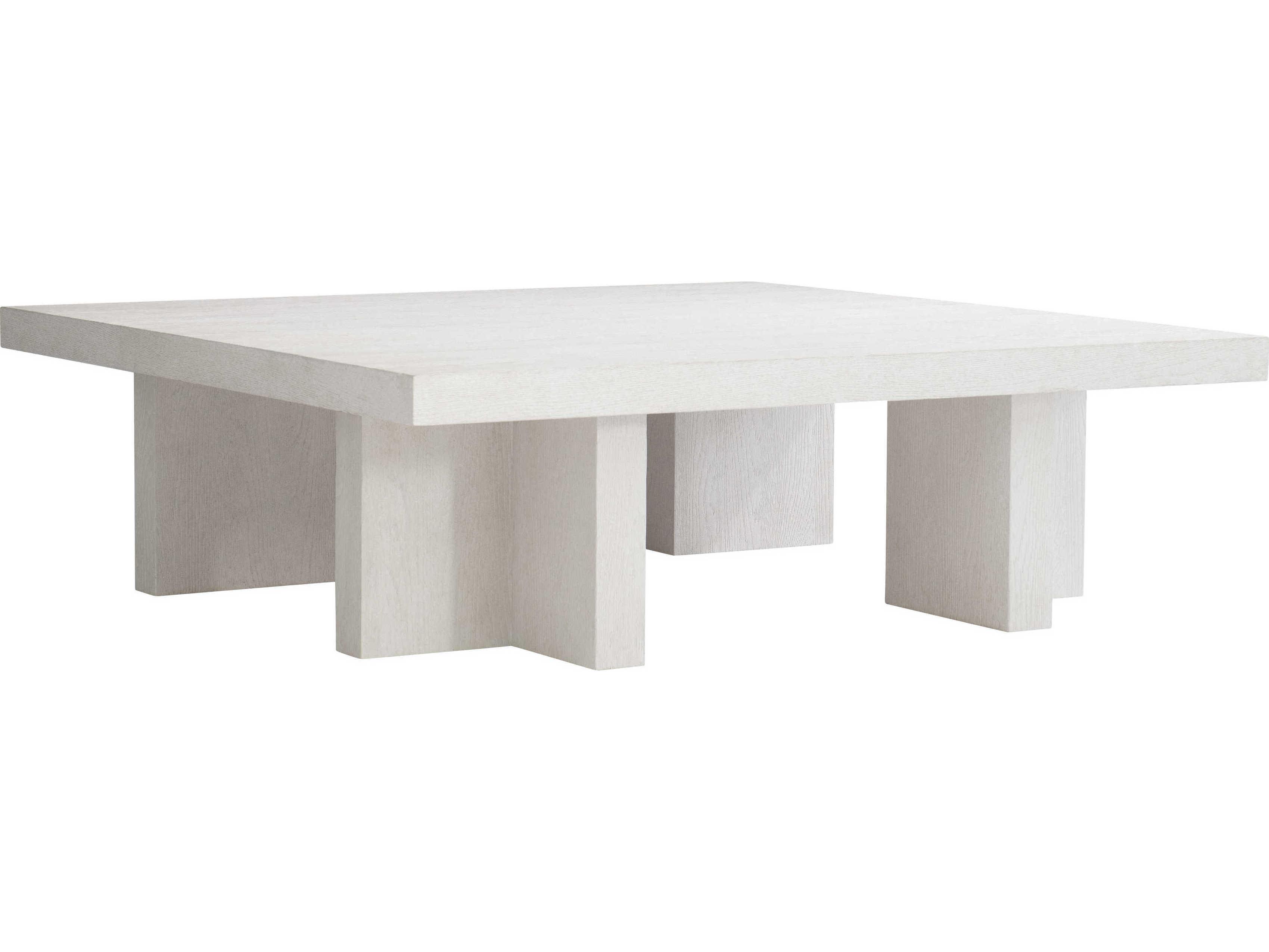 Bernhardt Blythe Square Wood Sandblasted White Cocktail Table