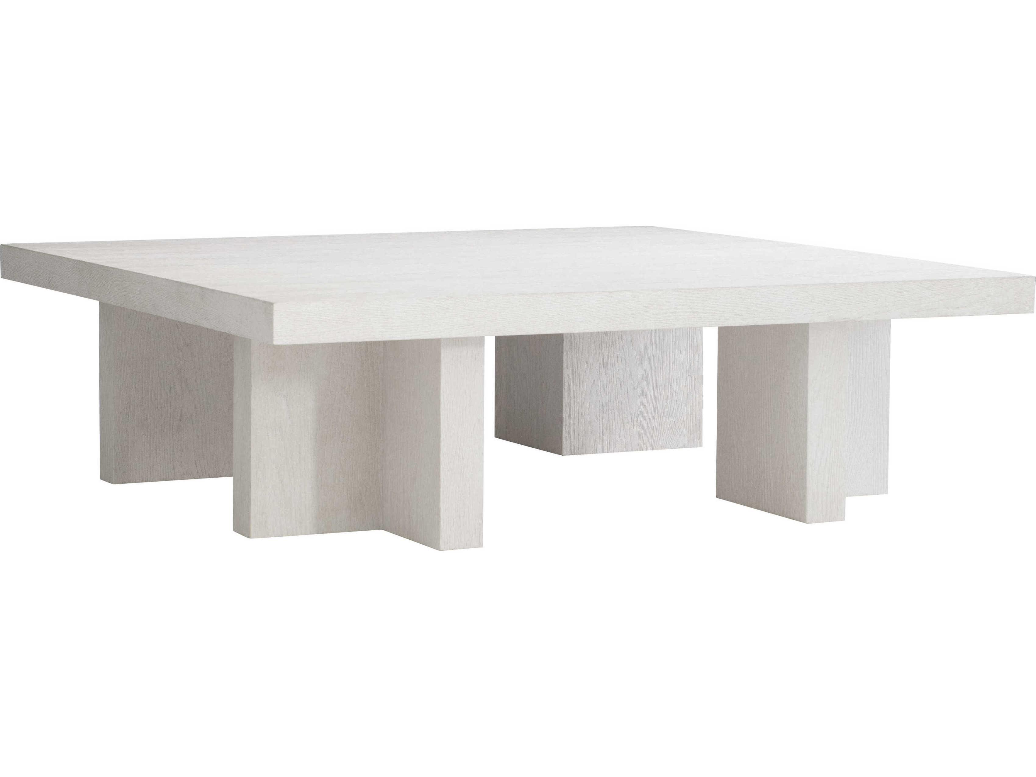 Bernhardt Blythe Square Wood Sandblasted White Cocktail Table