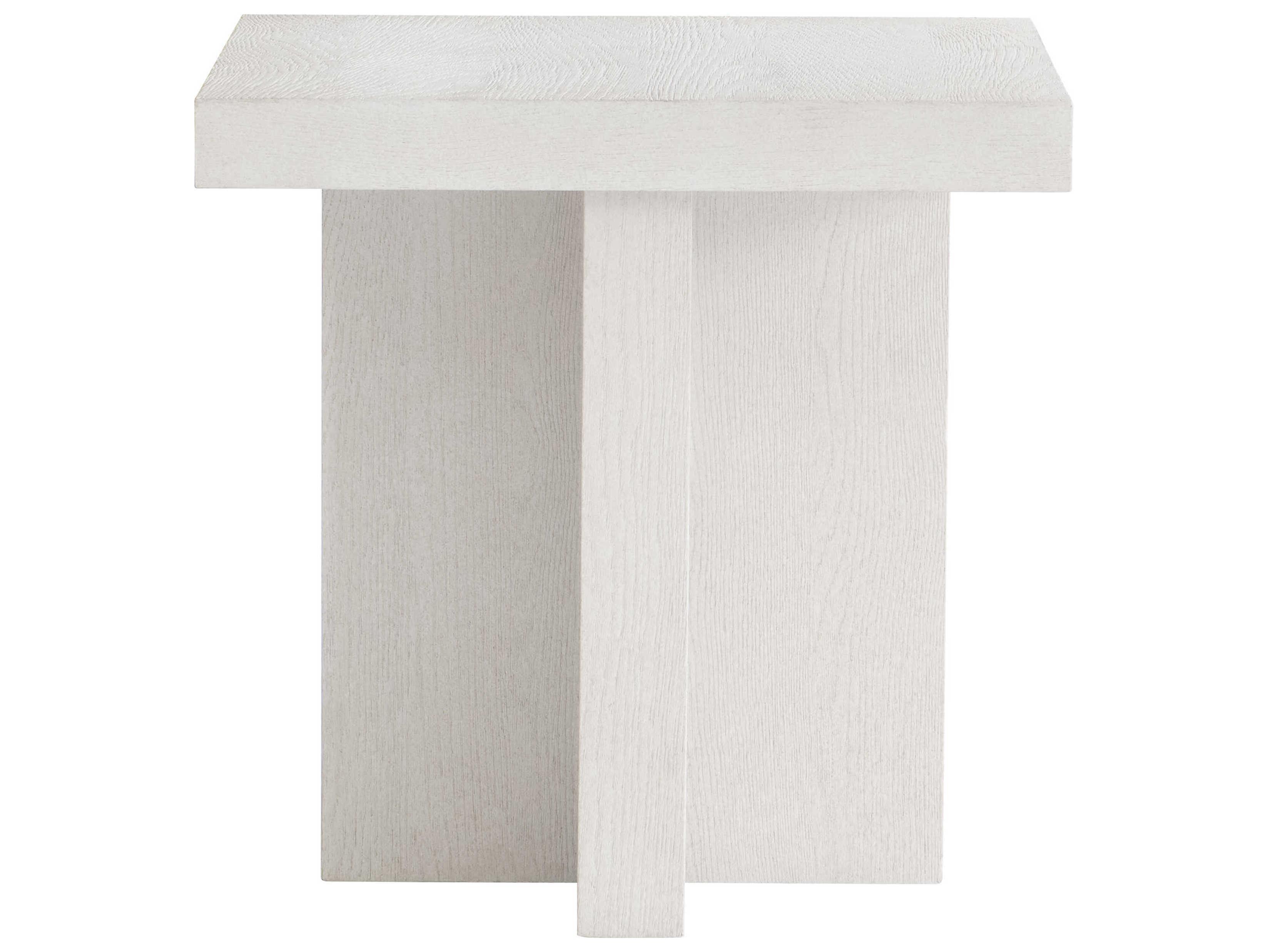Bernhardt Blythe Square Wood Sandblasted White End Table