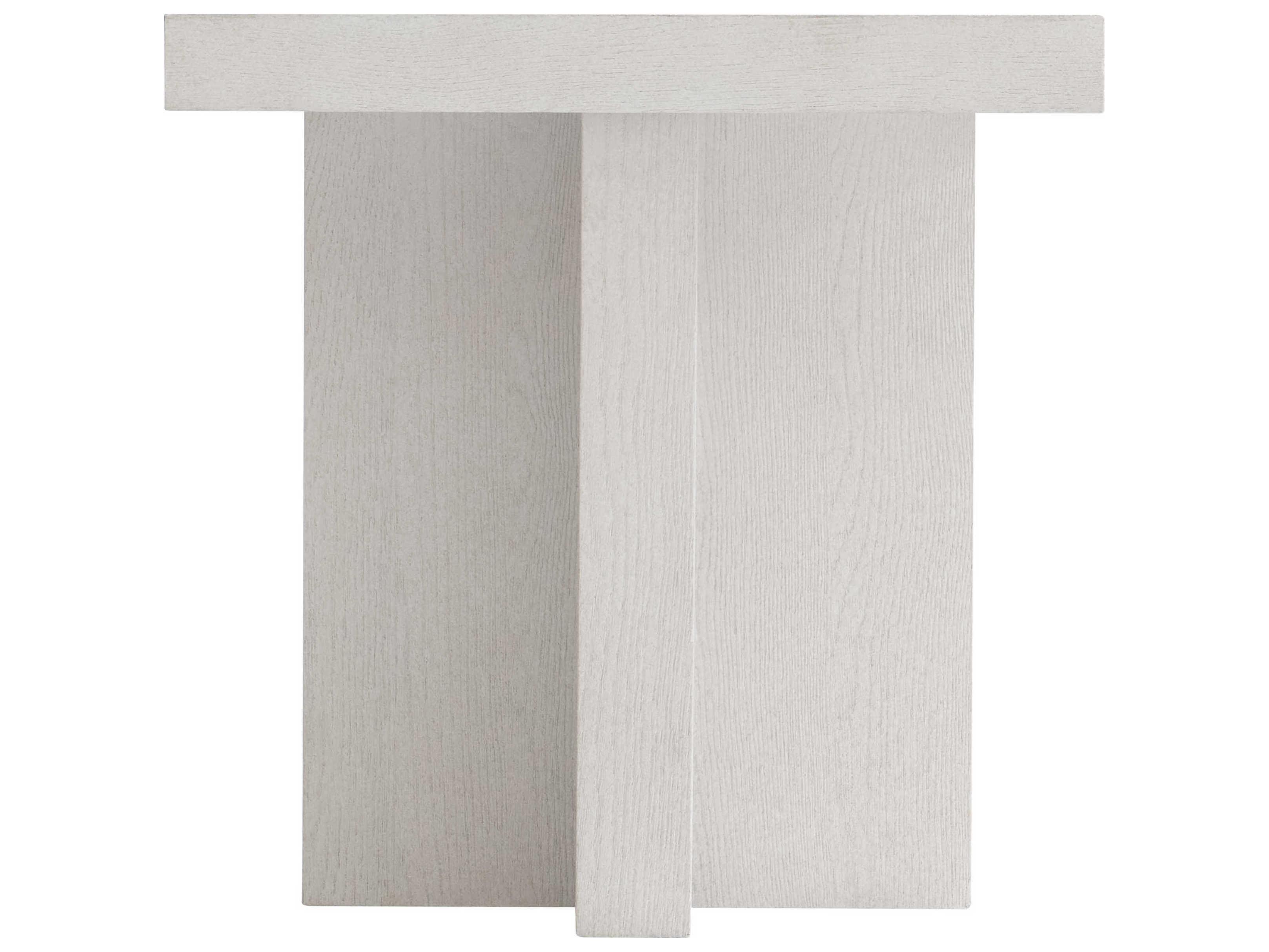 Bernhardt Blythe Square Wood Sandblasted White End Table