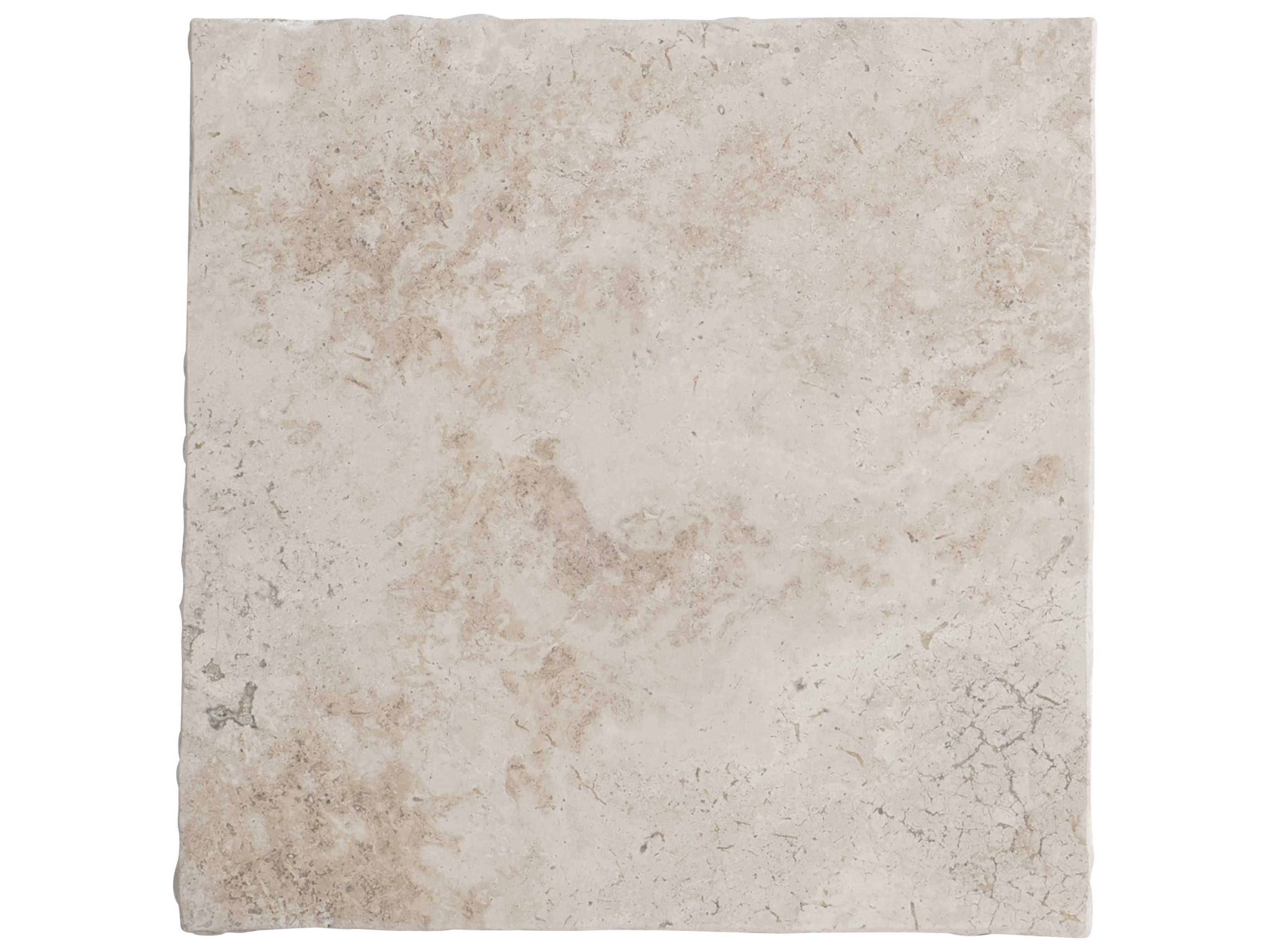 Bernhardt Riverton Square Stone Honed Bianco Travertine Silver End Table