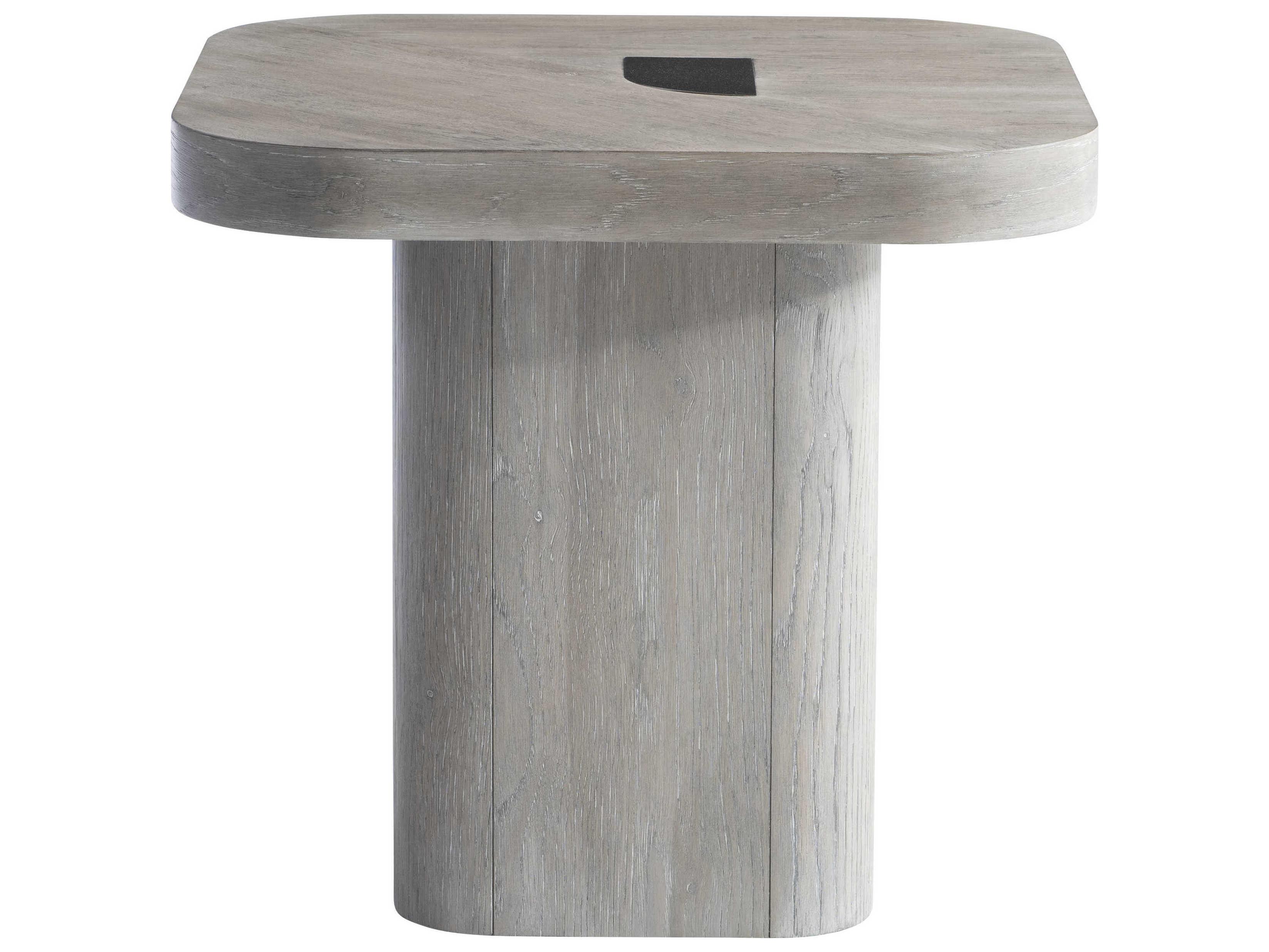 Bernhardt Marcato Square Wood Cerused Greige End Table