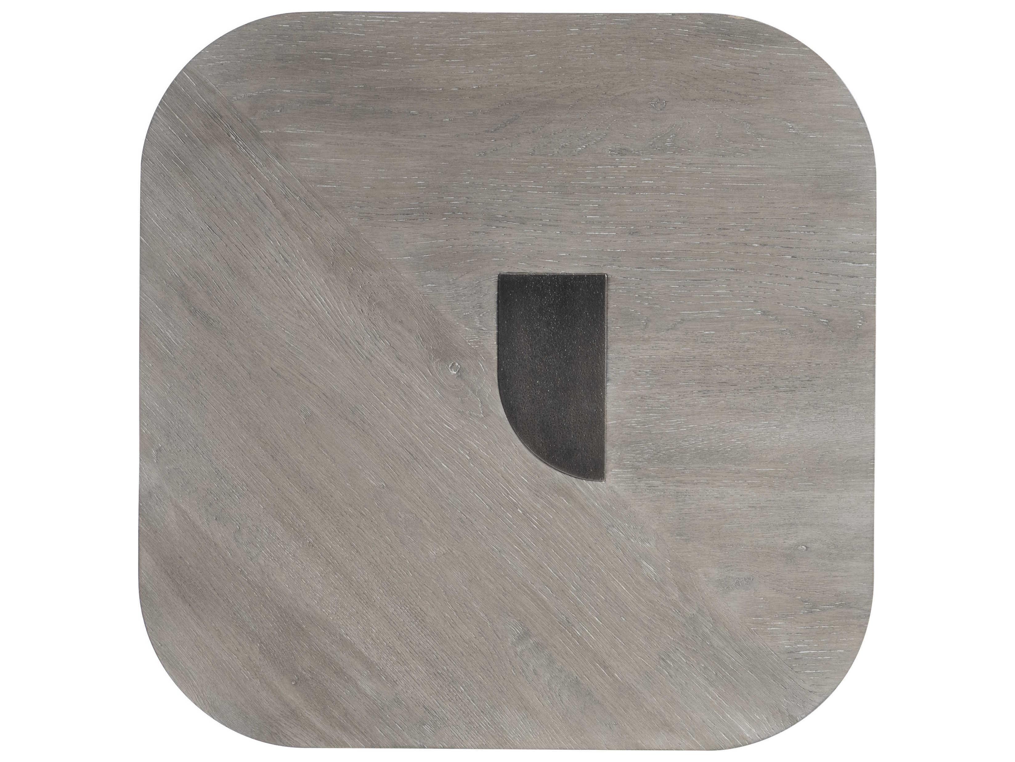 Bernhardt Marcato Square Wood Cerused Greige End Table