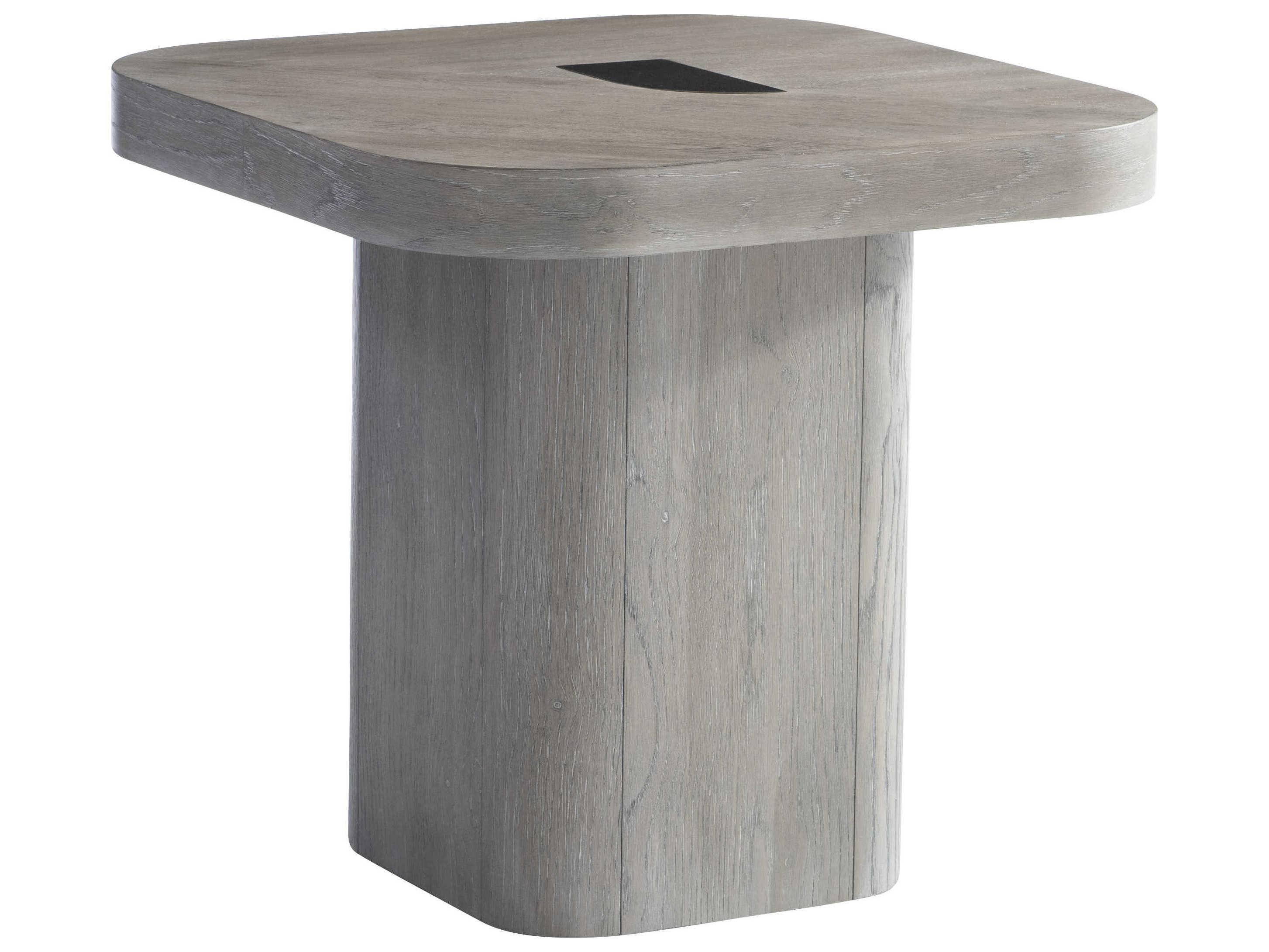 Bernhardt Marcato Square Wood Cerused Greige End Table