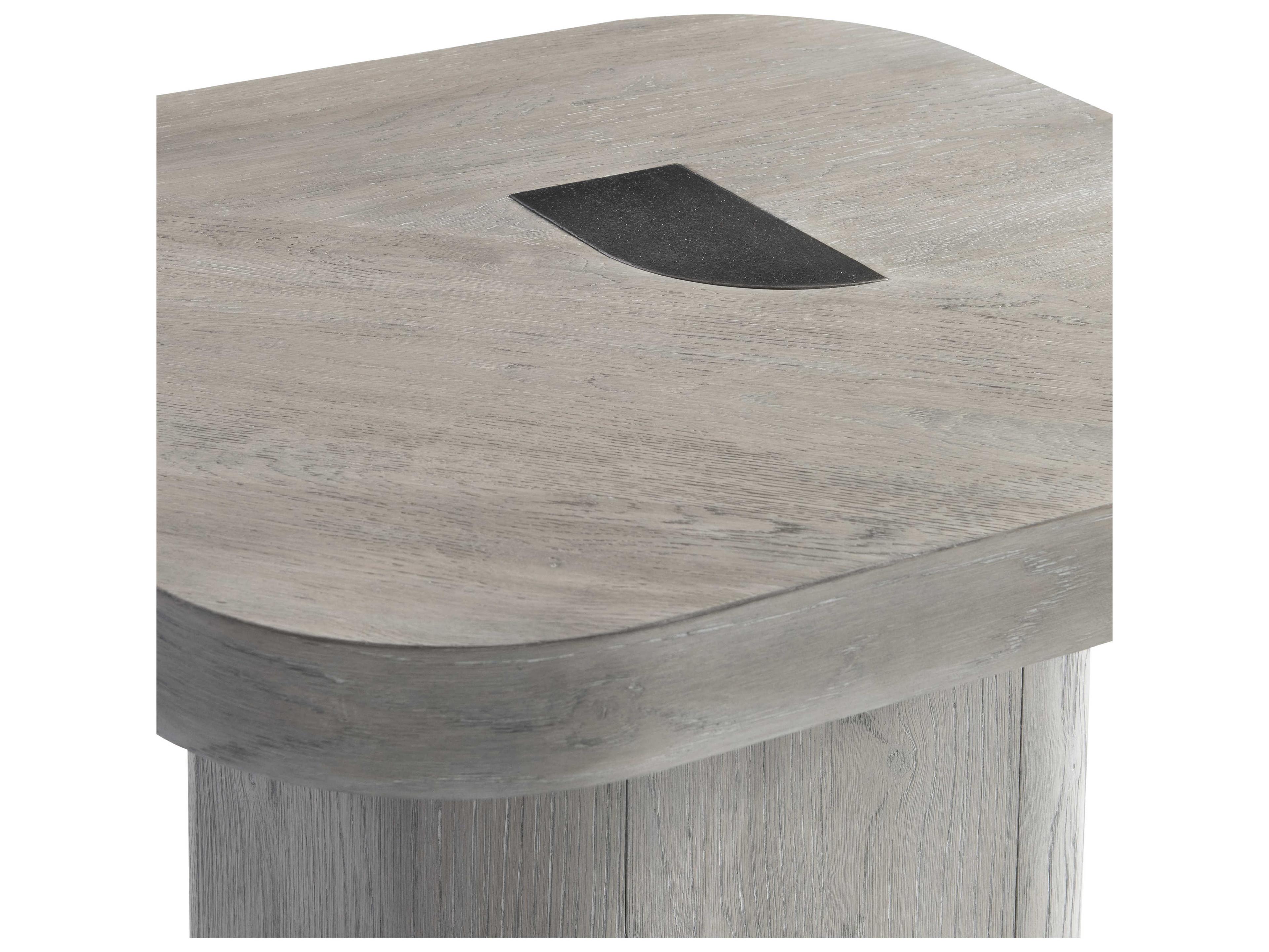 Bernhardt Marcato Square Wood Cerused Greige End Table