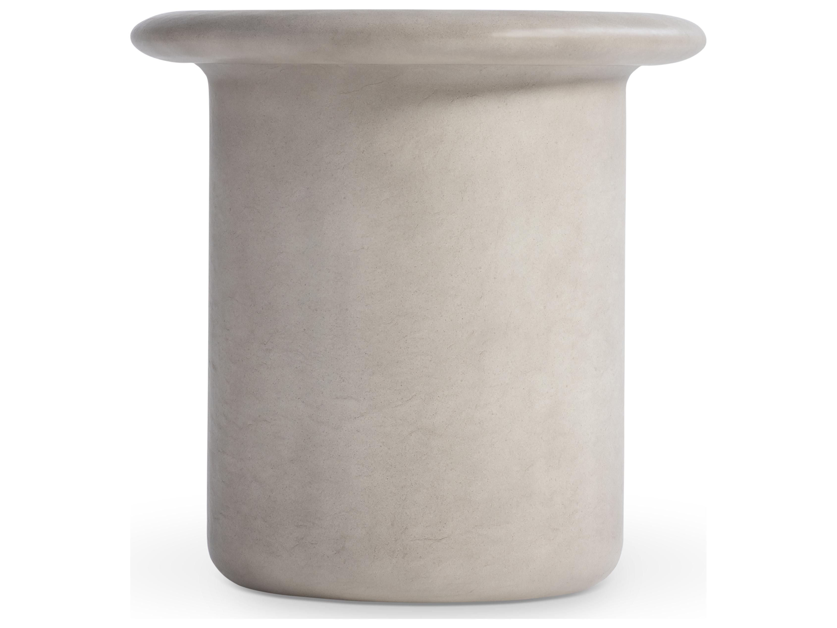 Bernhardt Decliff Round Resin Beige End Table