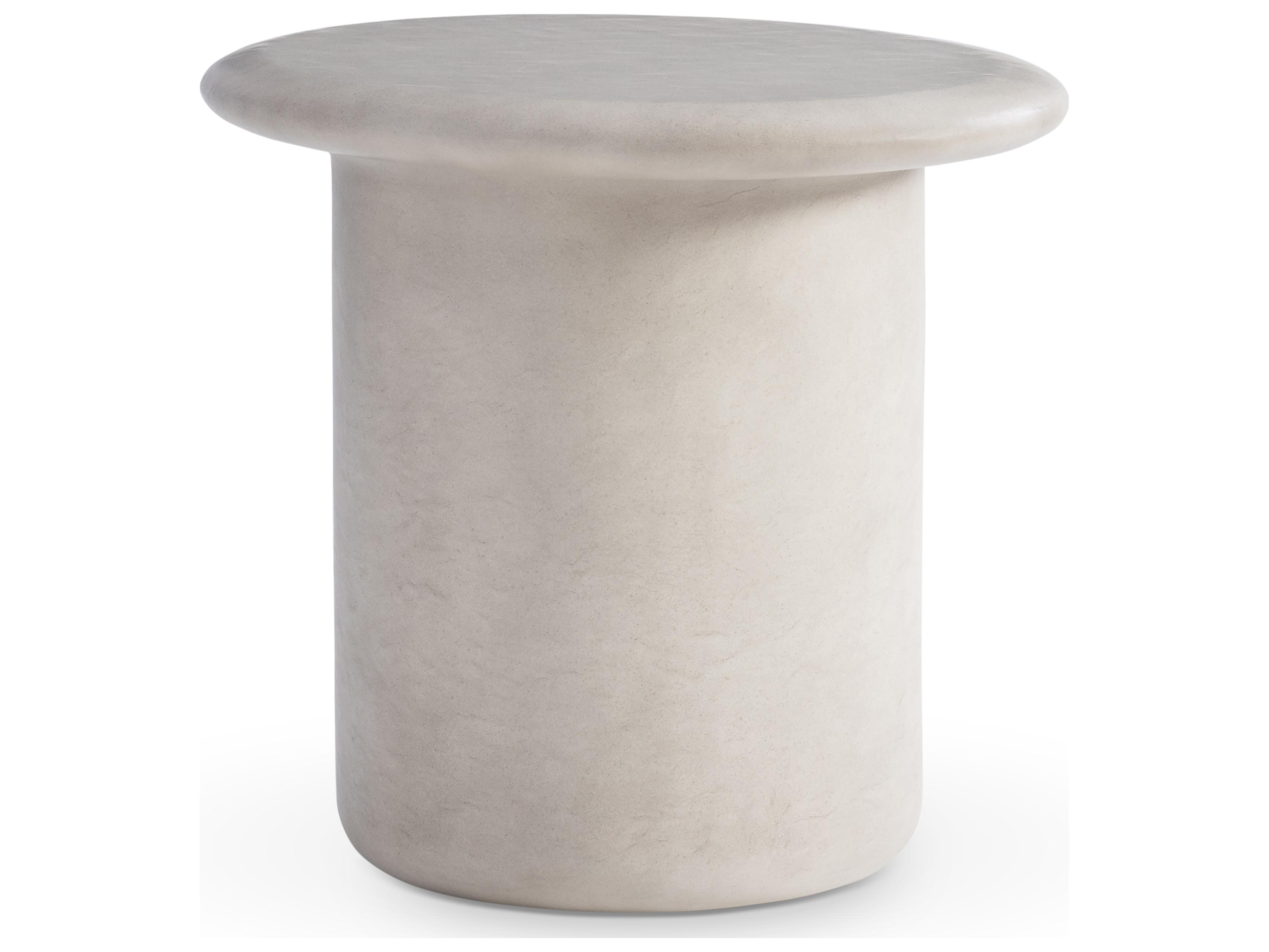 Bernhardt Decliff Round Resin Beige End Table