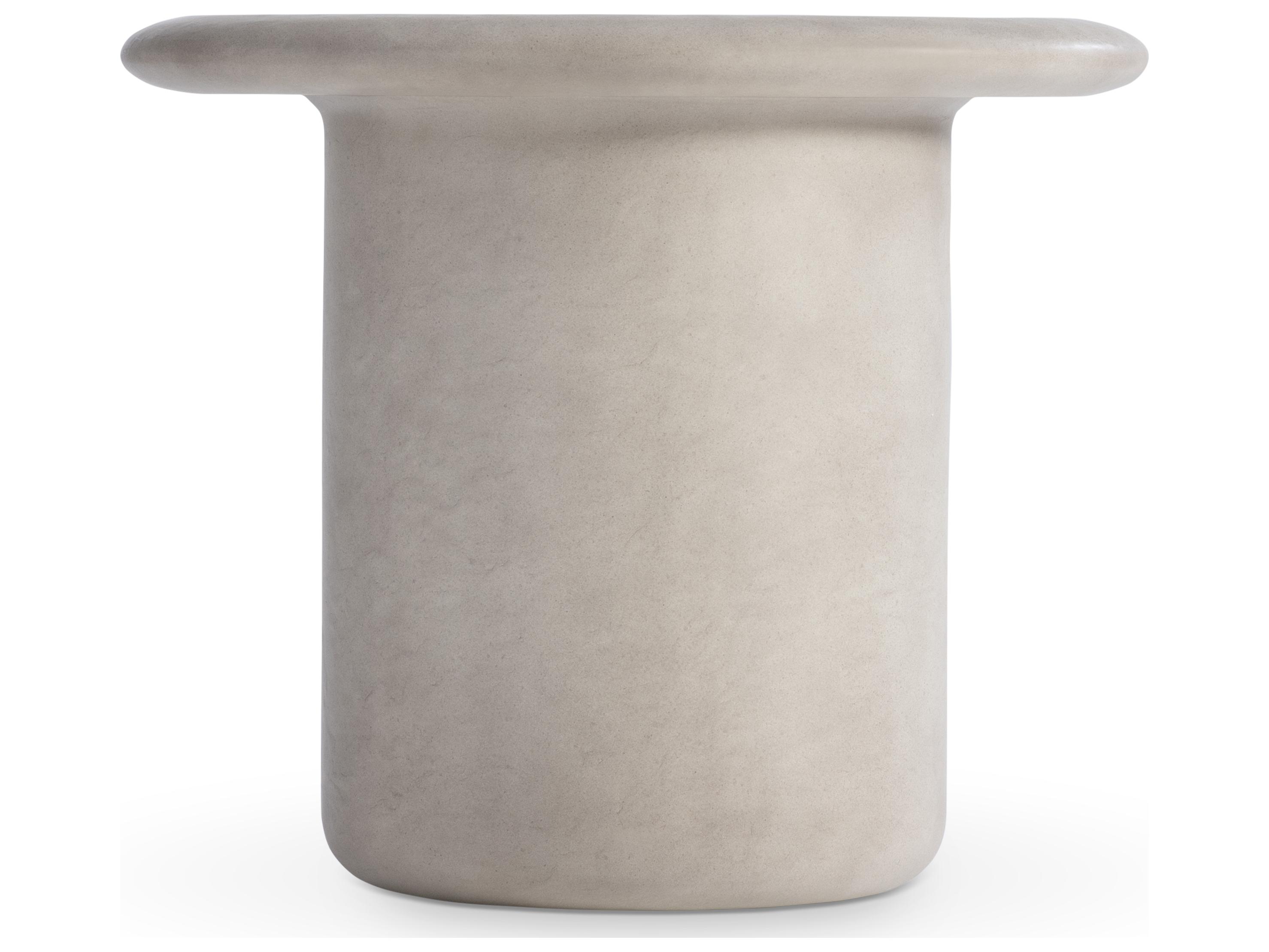 Bernhardt Decliff Round Resin Beige End Table