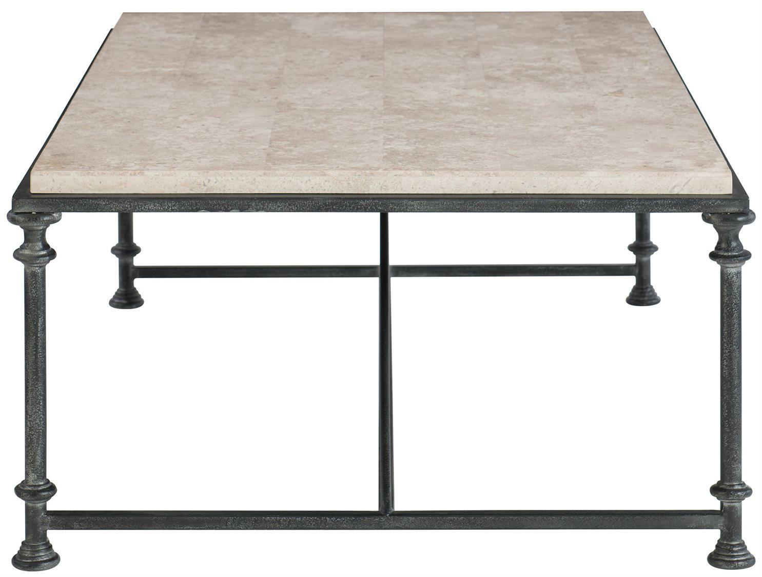 Bernhardt Galesbury Rectangular Stone Antique Silver Cocktail Table
