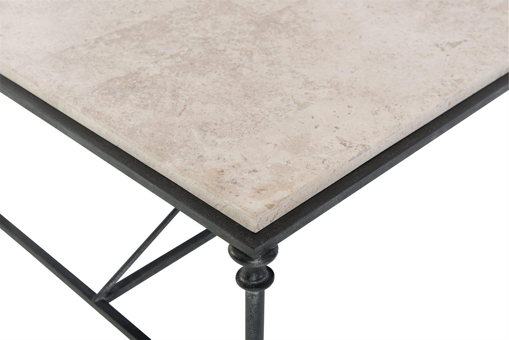 Bernhardt Galesbury Rectangular Stone Antique Silver Cocktail Table