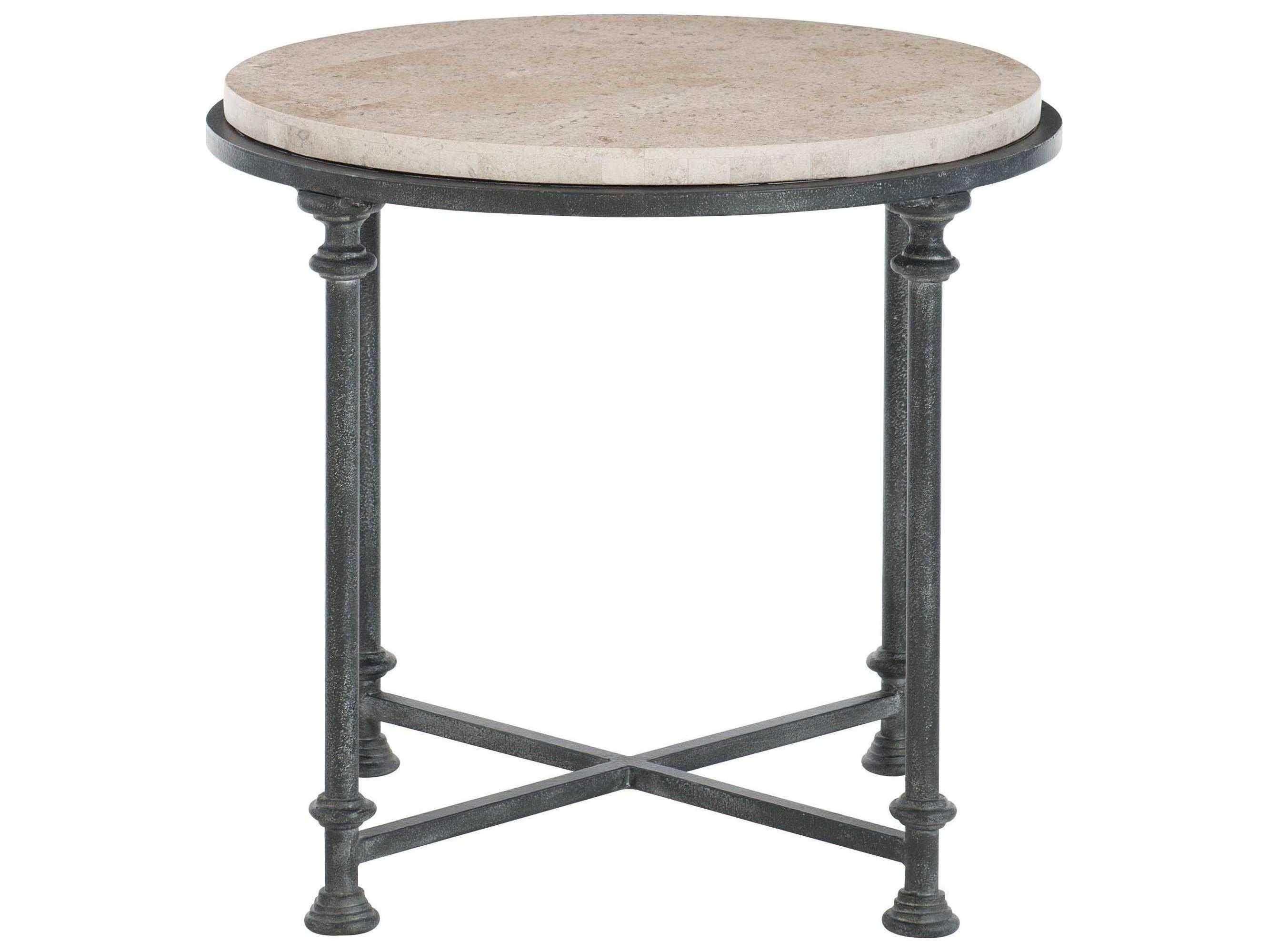 Bernhardt Galesbury Round Stone Antique Silver End Table