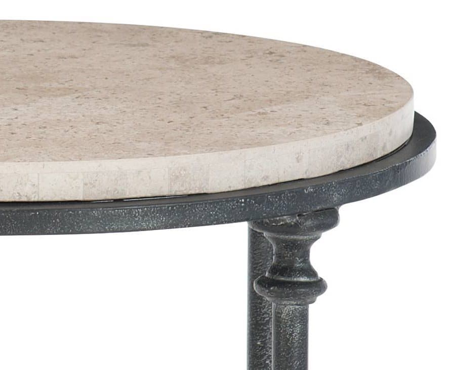 Bernhardt Galesbury Round Stone Antique Silver End Table