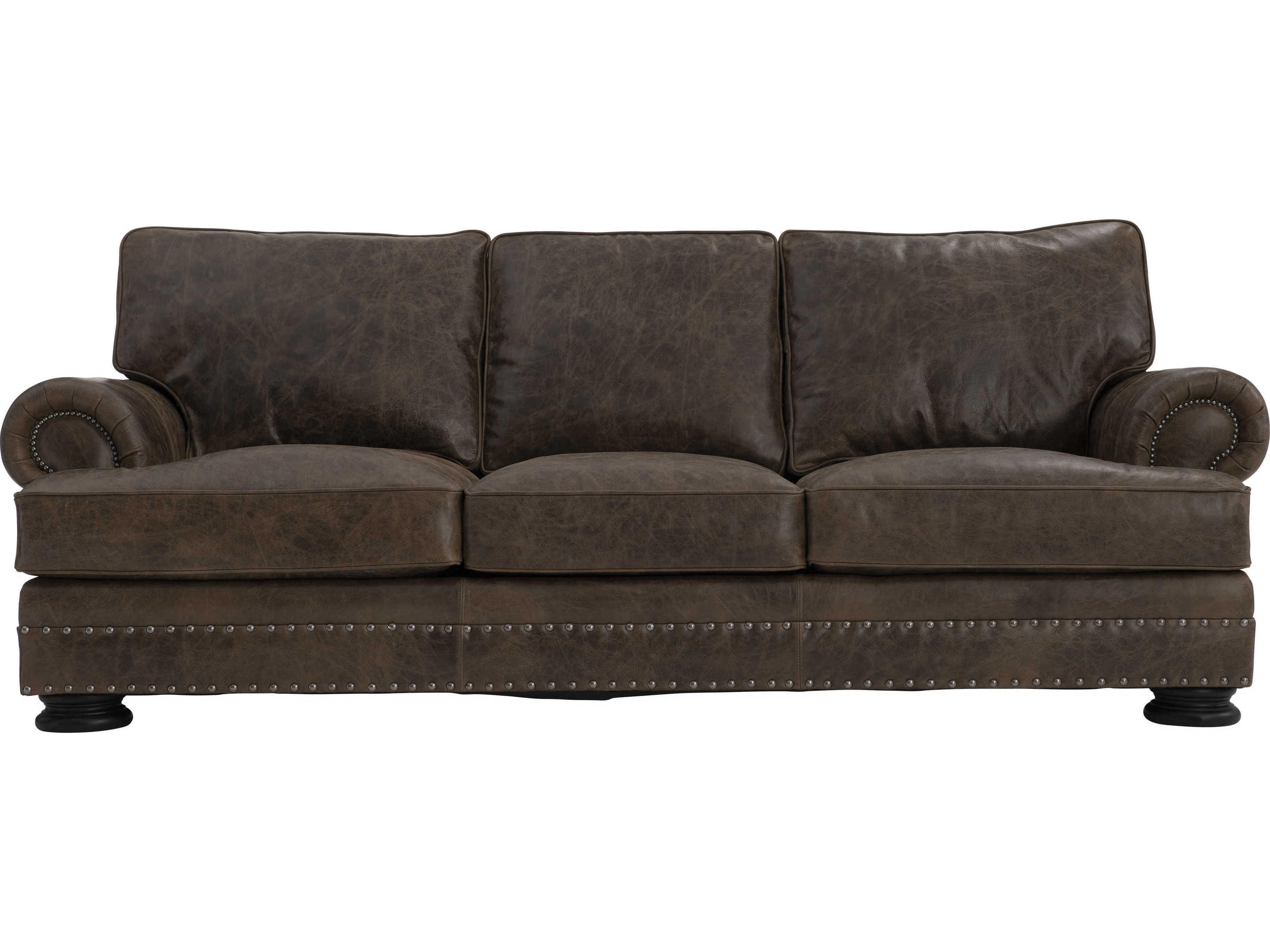 Bernhardt Foster Molasses Leather Sofa