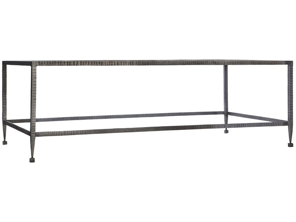 Bernhardt Longford Rectangular Stone Veneer Textured Forged Iron Cocktail Table