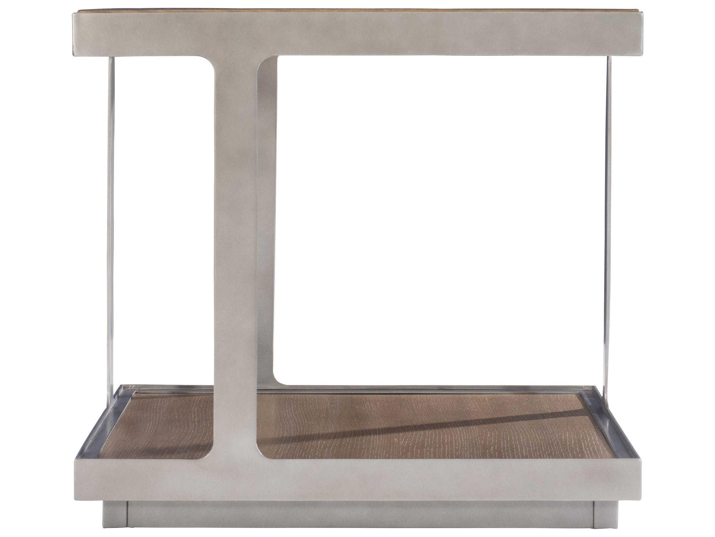 Bernhardt Belvedere Square Wood Portobello Antique Pewter End Table