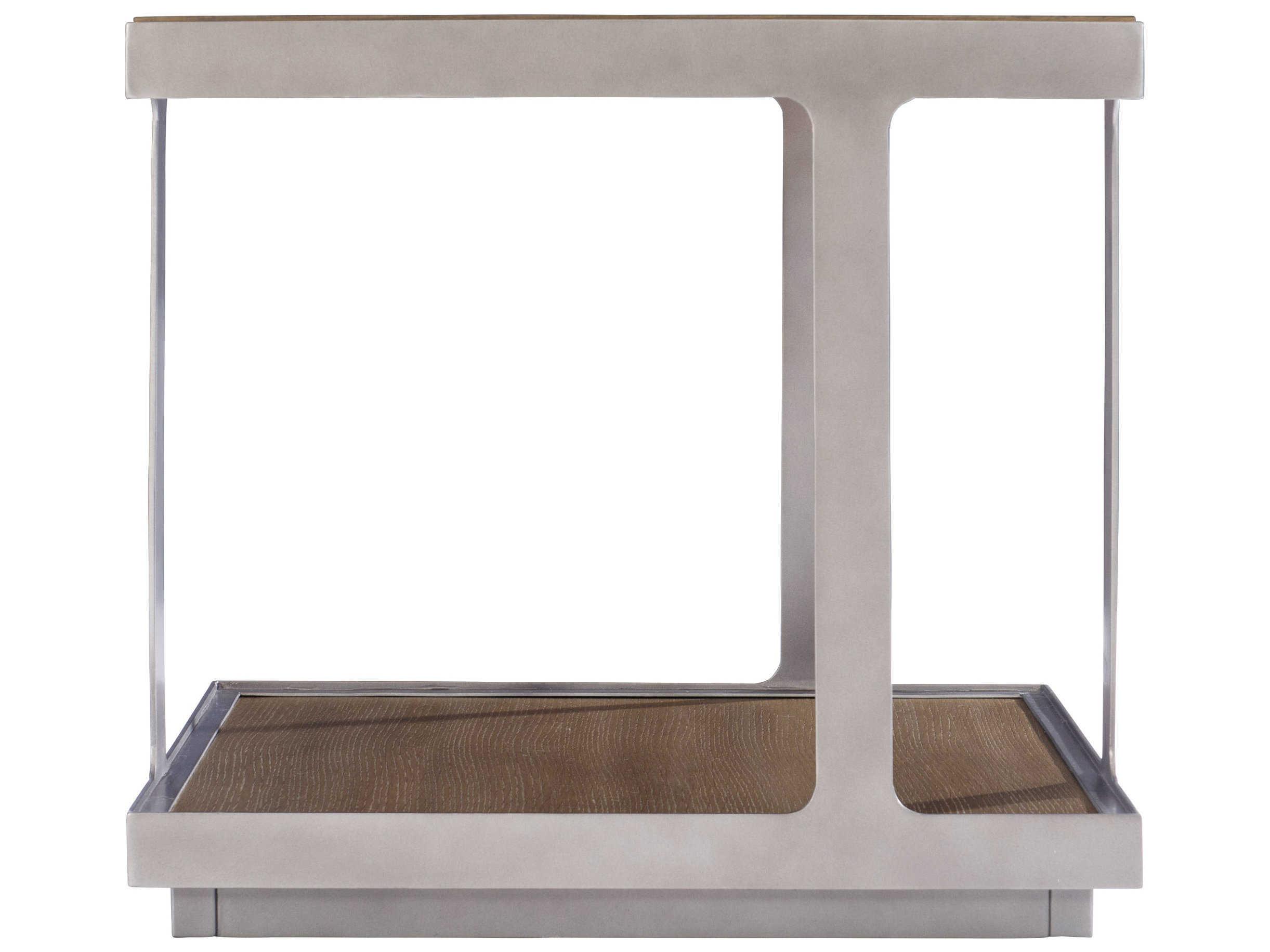 Bernhardt Belvedere Square Wood Portobello Antique Pewter End Table