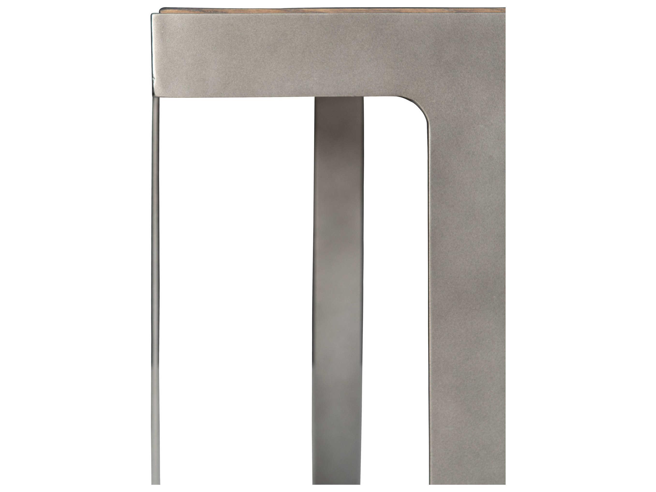 Bernhardt Belvedere Square Wood Portobello Antique Pewter End Table