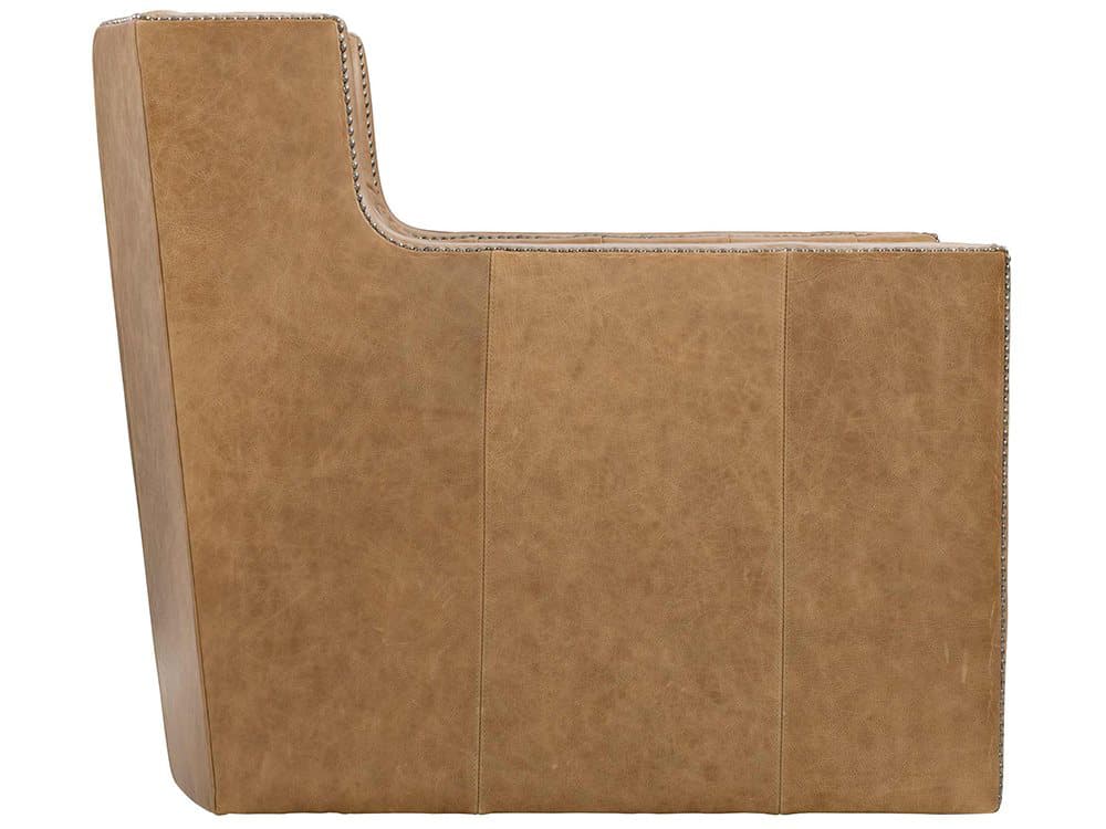 Bernhardt Candace Brown Leather Accent Swivel Chair